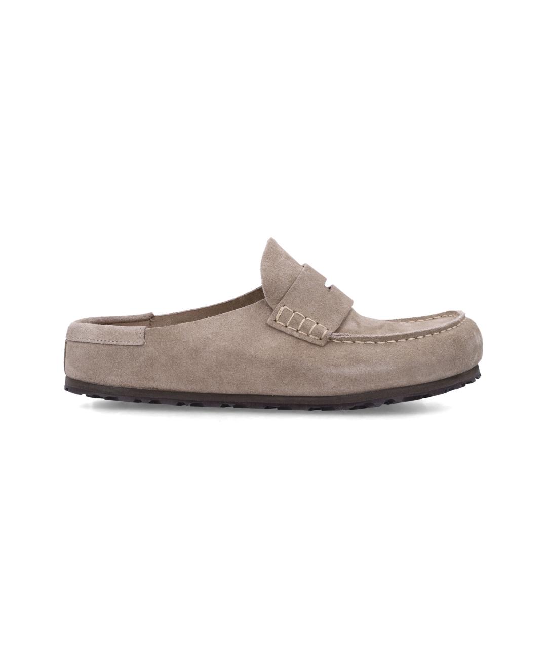 BIRKENSTOCK Серые кожаные шлепанцы, фото 1