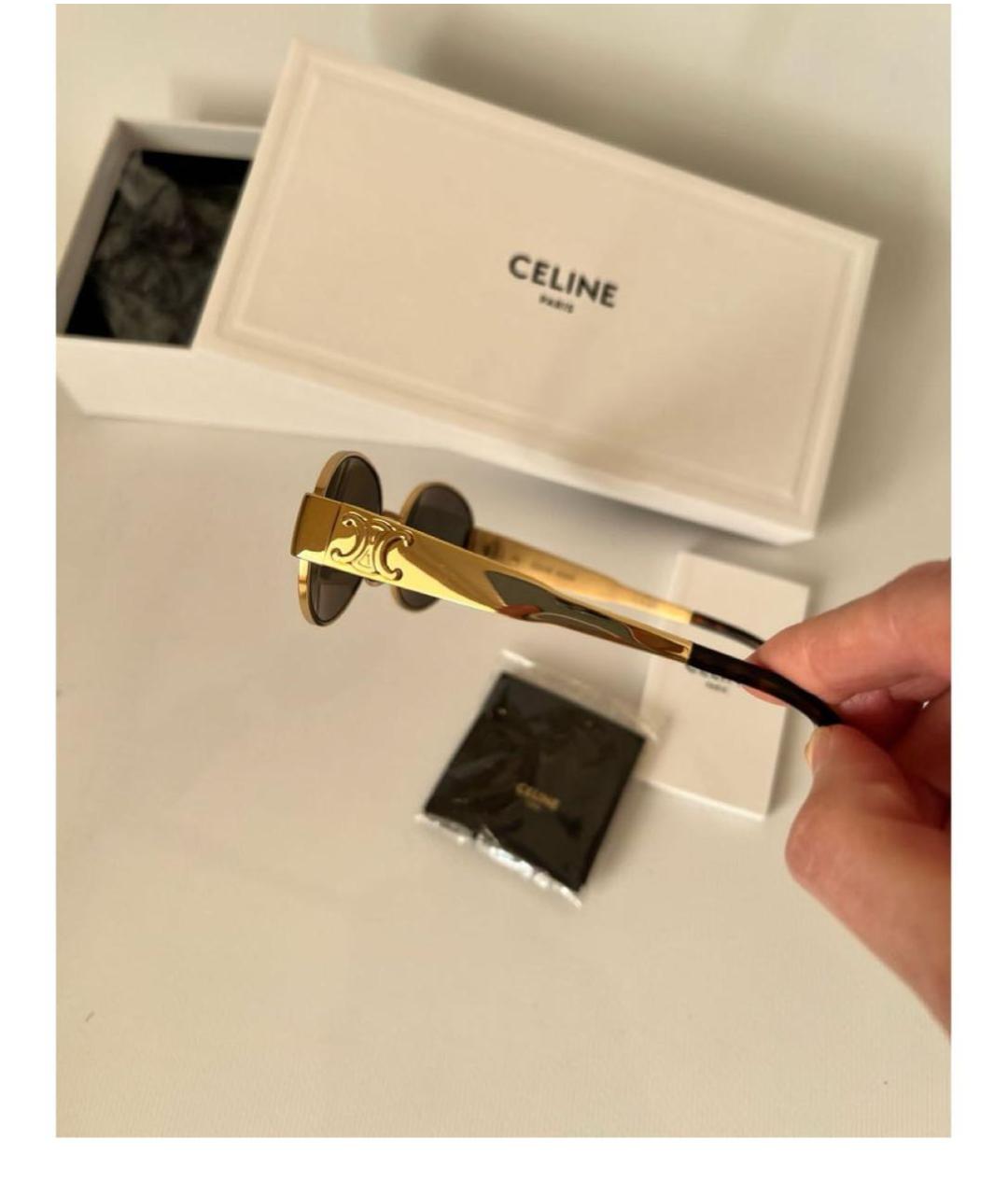 CELINE Золотые металлические солнцезащитные очки, фото 4