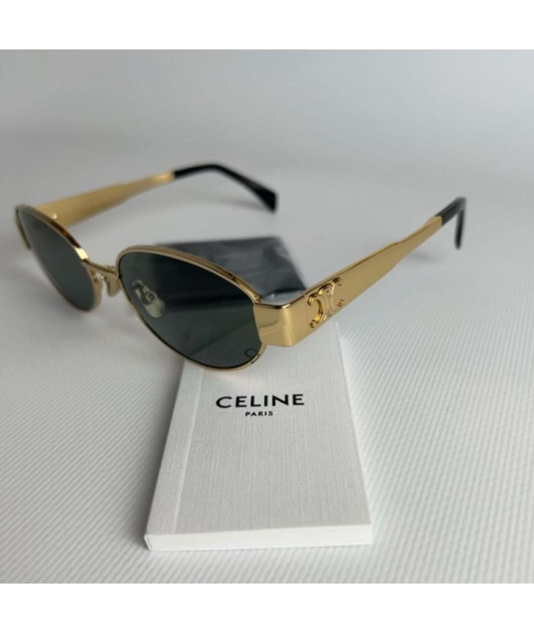 CELINE Золотые металлические солнцезащитные очки, фото 6