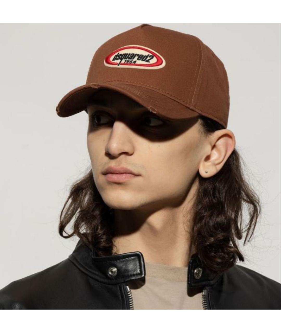 DSQUARED2 Коричневая хлопковая кепка/бейсболка, фото 3