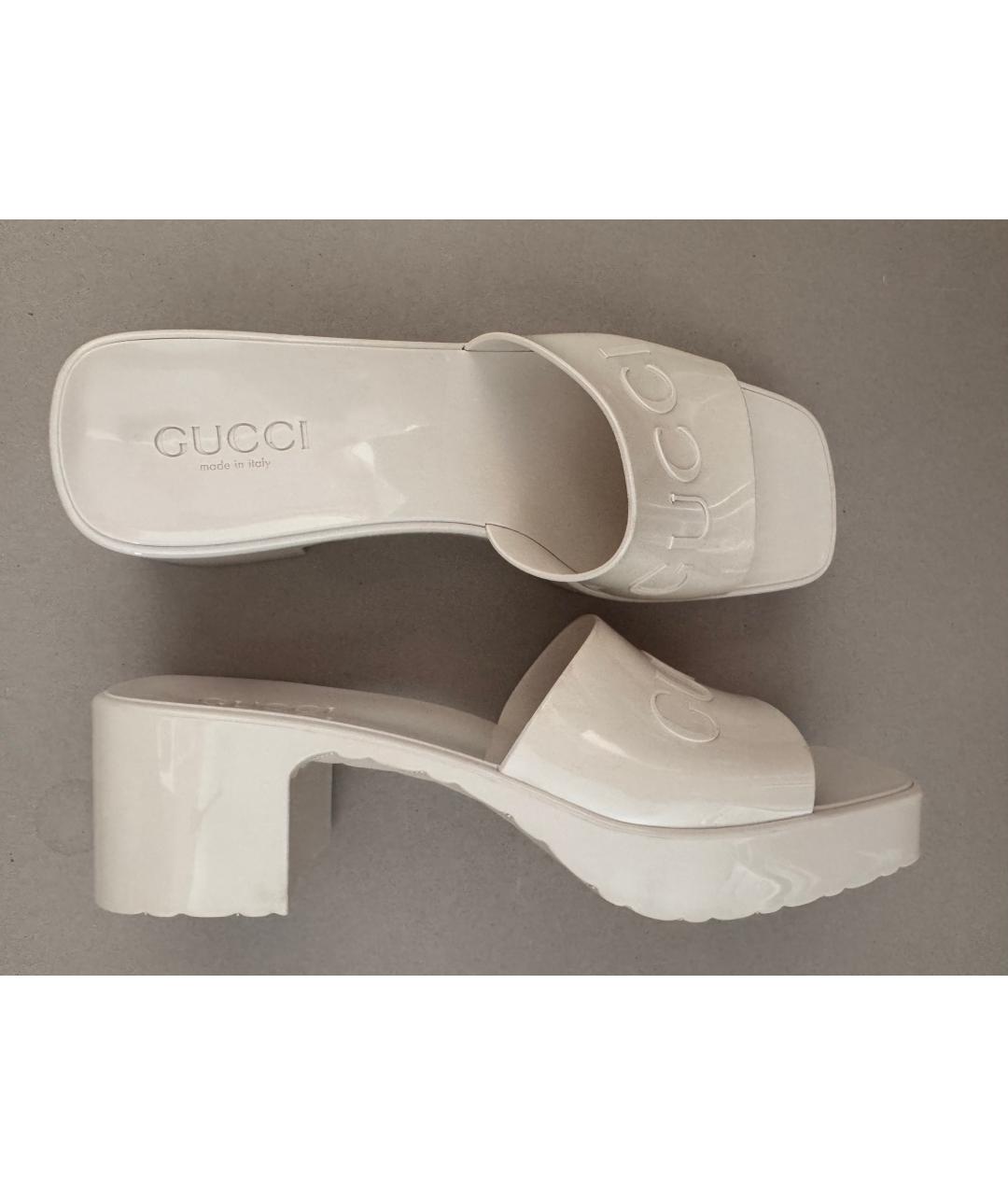 GUCCI Белые резиновые мюли, фото 7