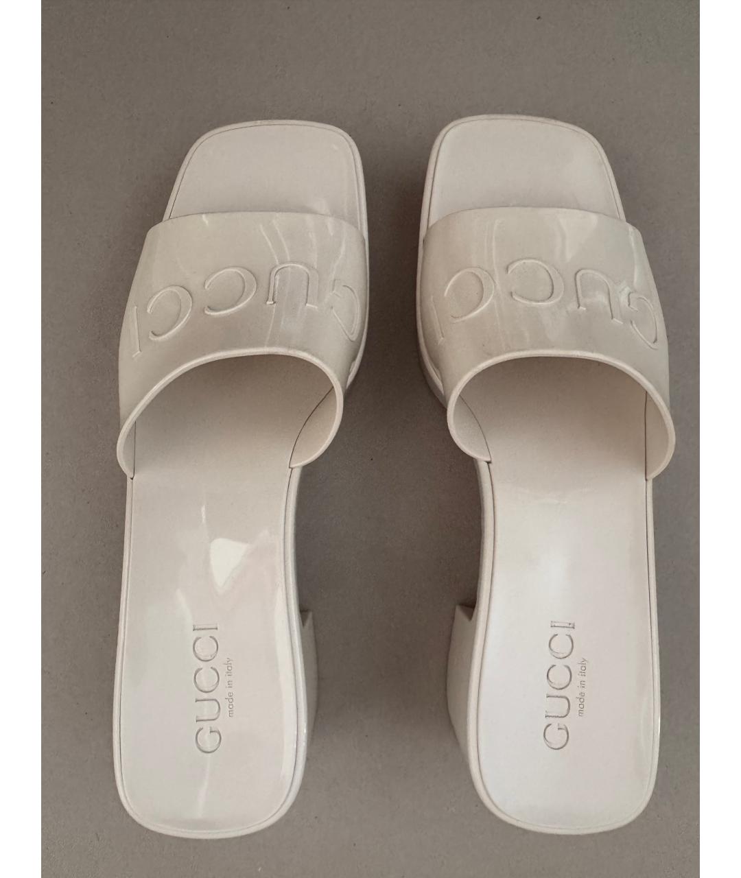 GUCCI Белые резиновые мюли, фото 2
