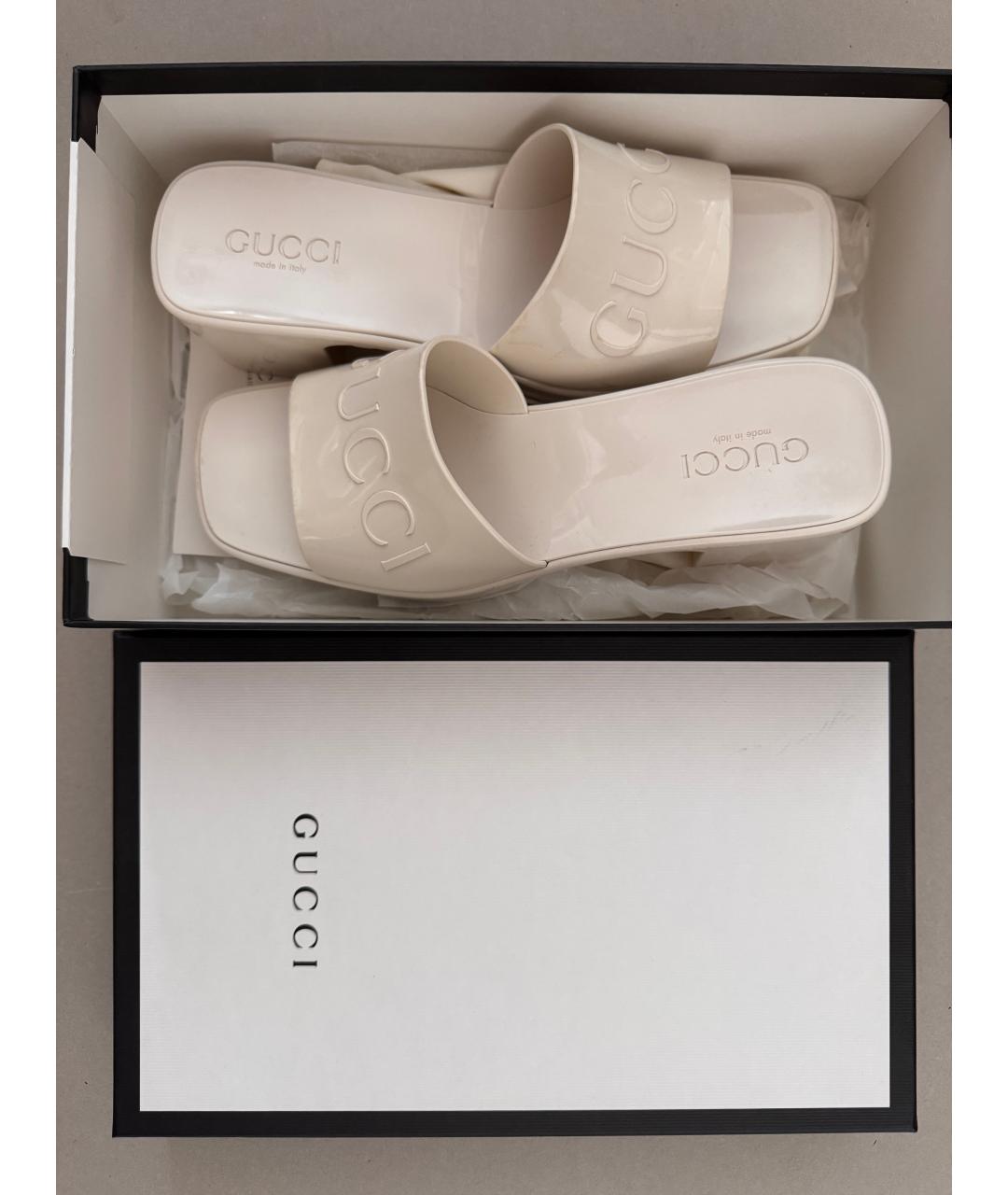 GUCCI Белые резиновые мюли, фото 5