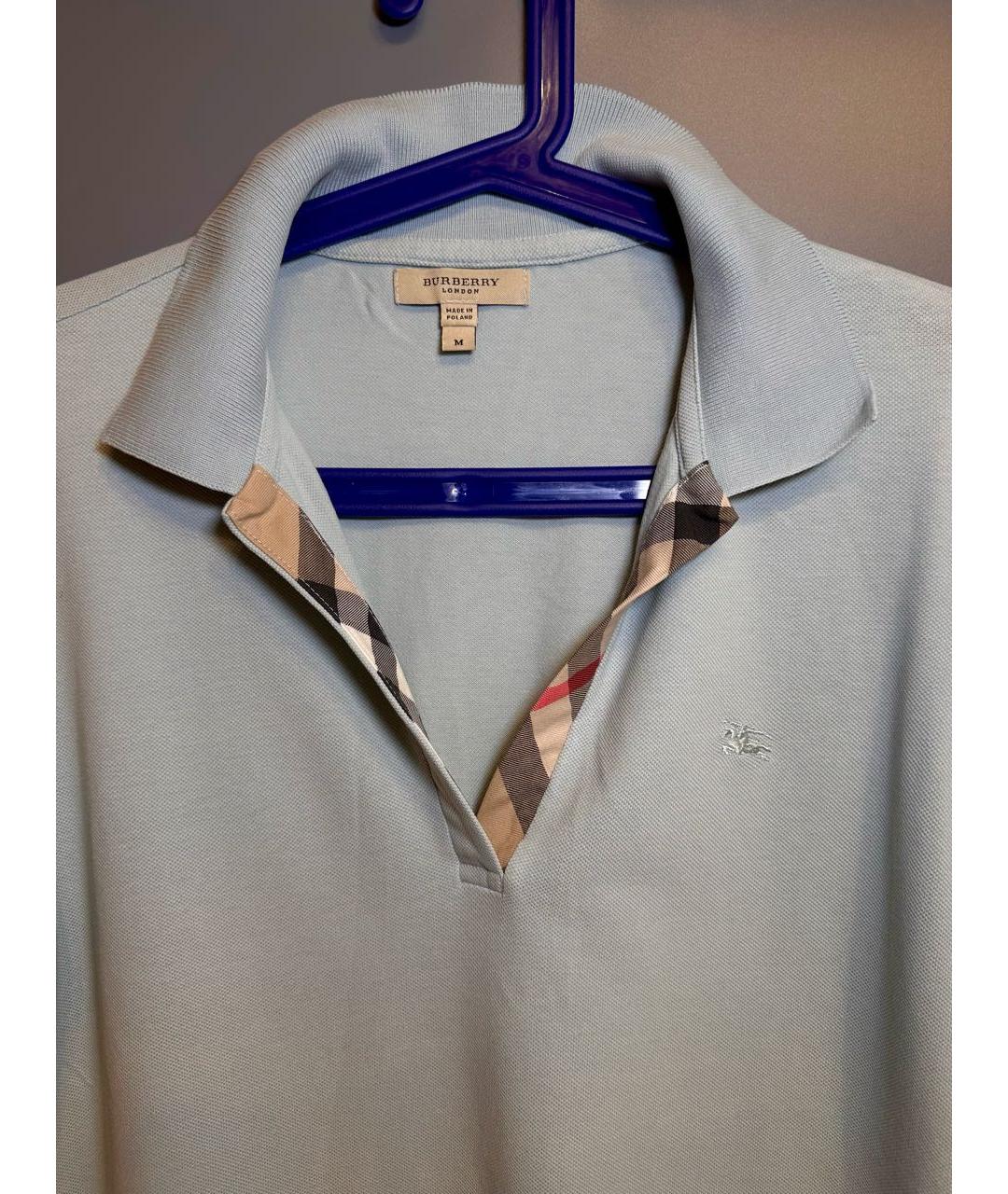 BURBERRY Голубая хлопковая футболка, фото 3