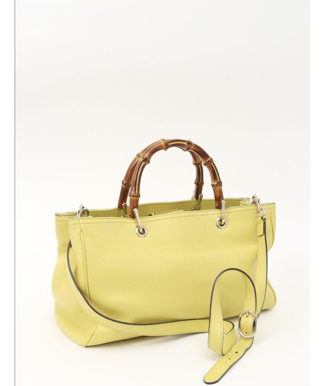 GUCCI Желтая кожаная сумка тоут, фото 3