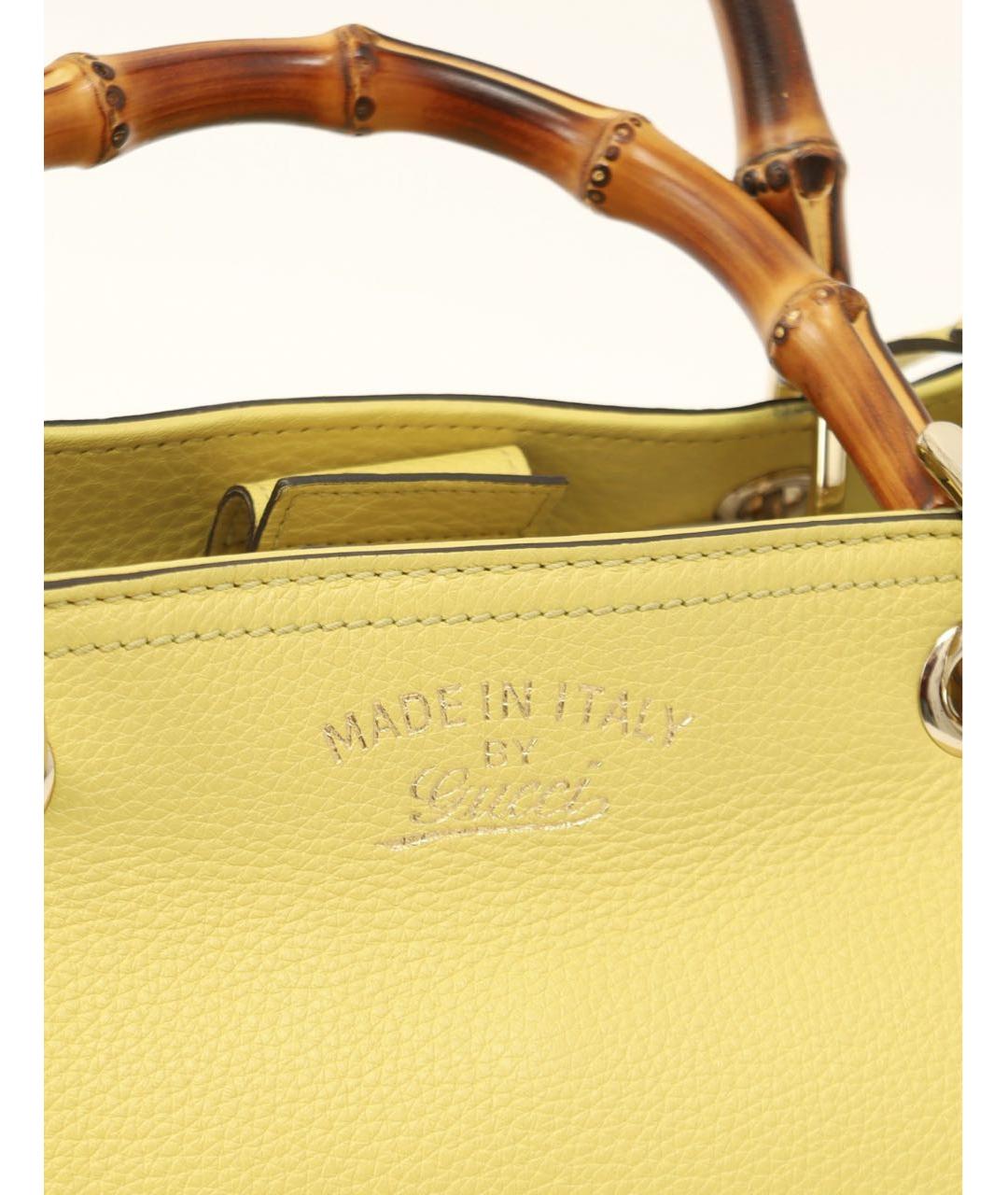 GUCCI Желтая кожаная сумка тоут, фото 5