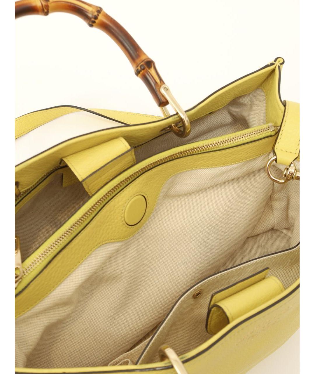 GUCCI Желтая кожаная сумка тоут, фото 6