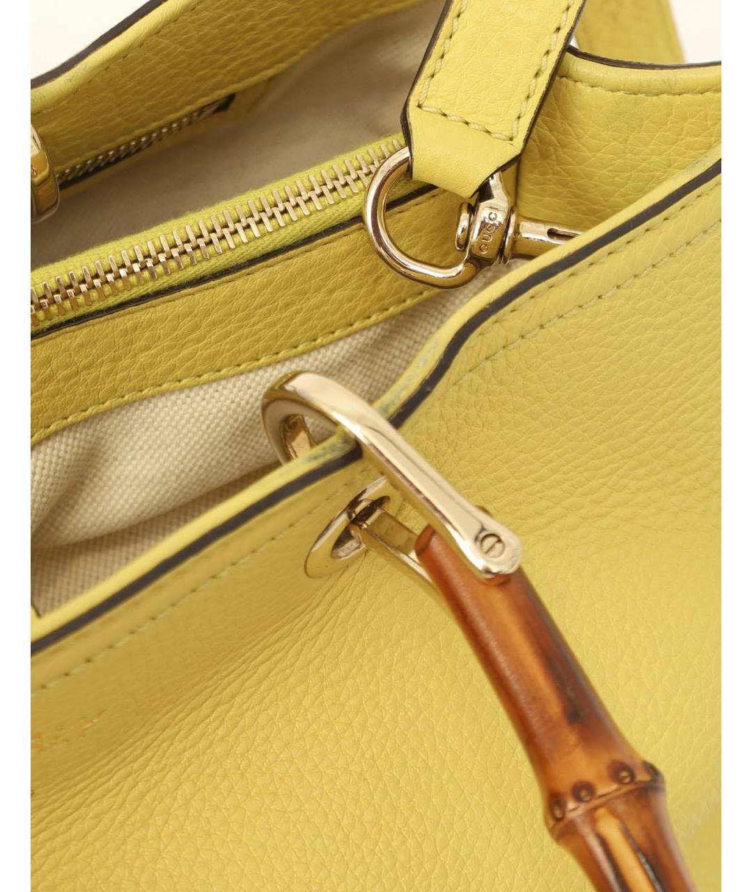 GUCCI Желтая кожаная сумка тоут, фото 7