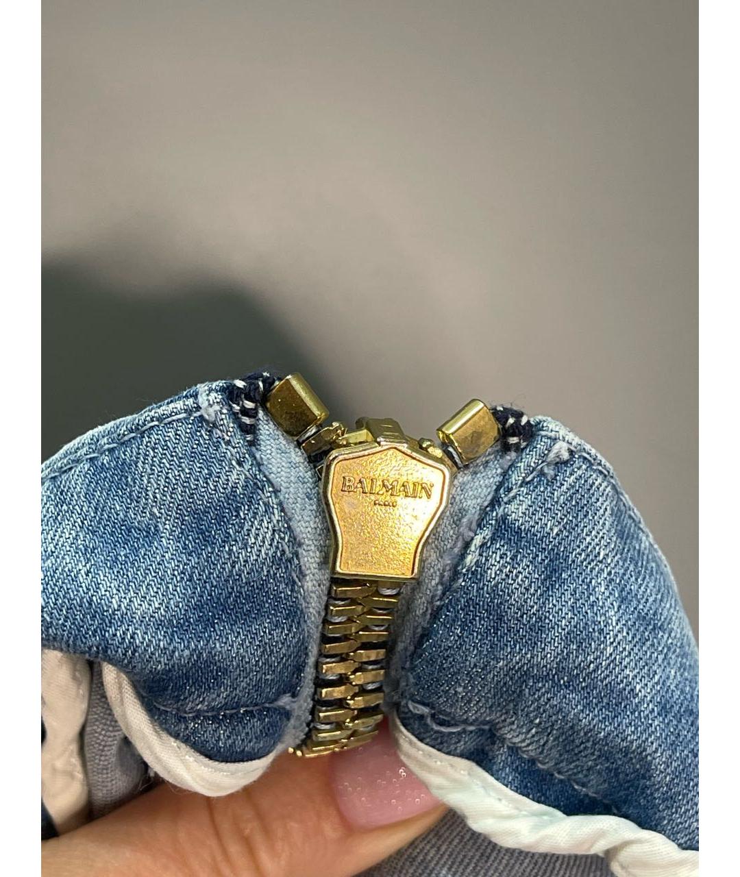 BALMAIN Голубые хлопко-эластановые джинсы слим, фото 4