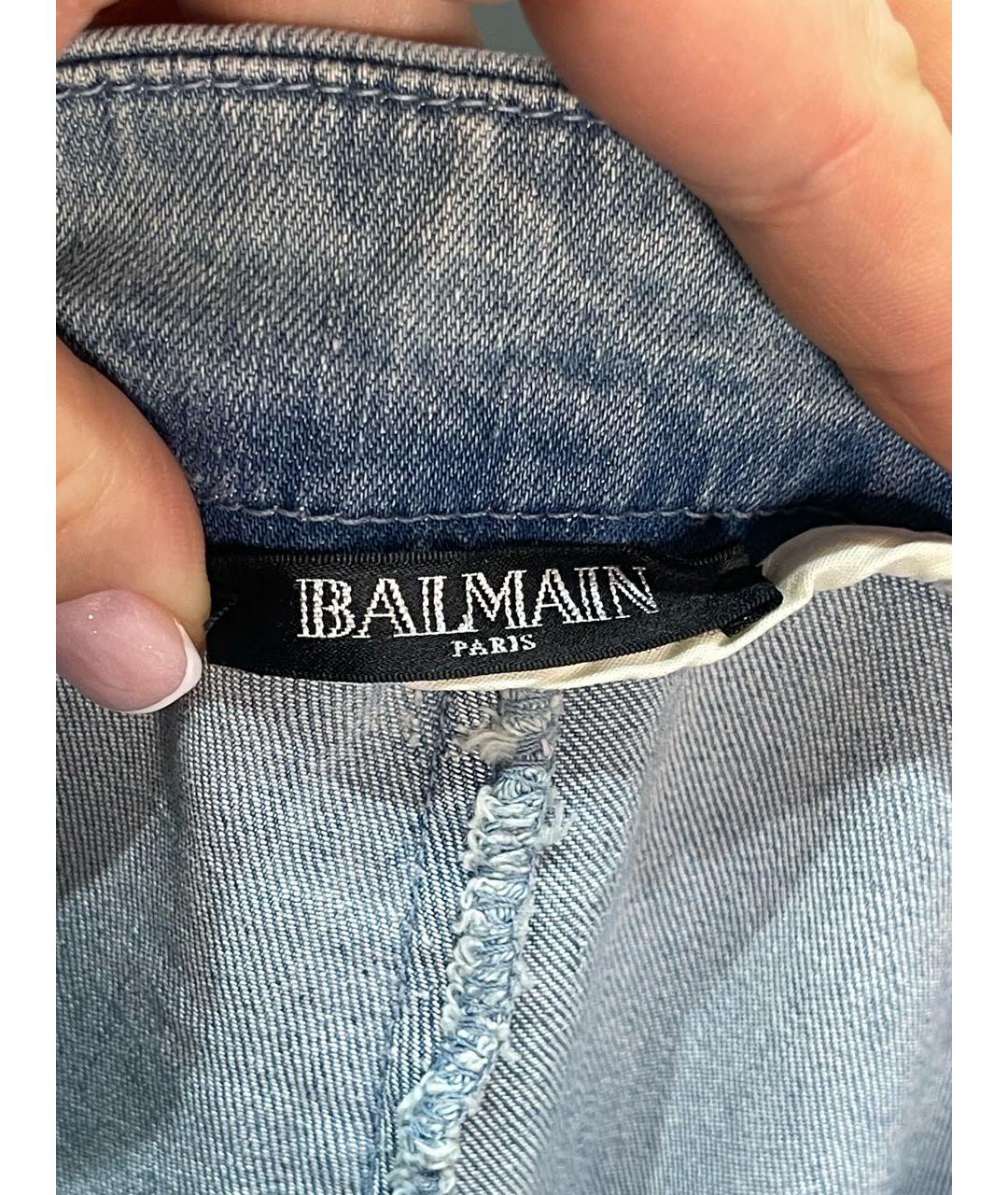 BALMAIN Голубые хлопко-эластановые джинсы слим, фото 5