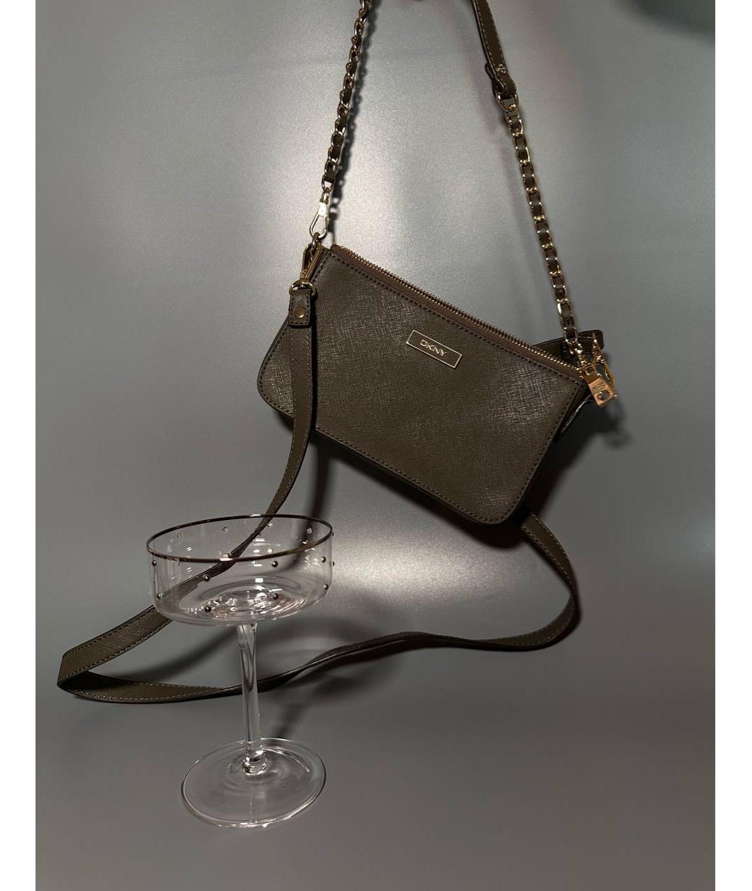 DKNY Серая кожаная сумка через плечо, фото 2