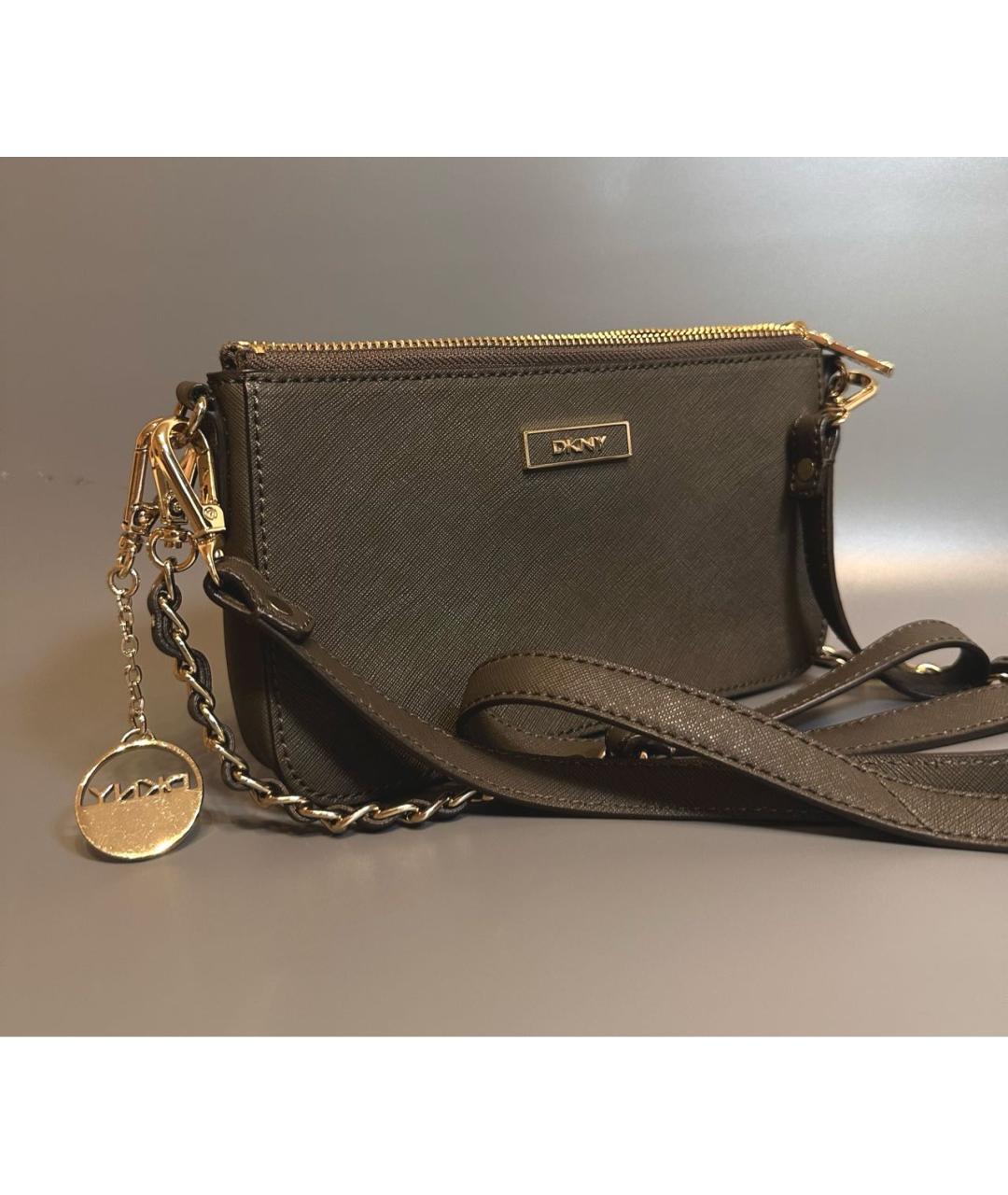 DKNY Серая кожаная сумка через плечо, фото 4