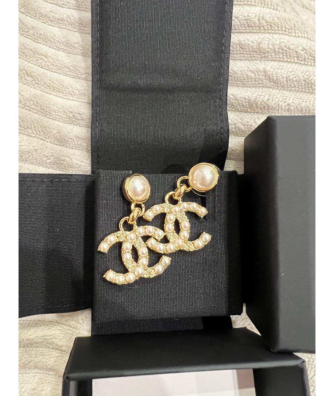 CHANEL Золотые жемчужные серьги, фото 2