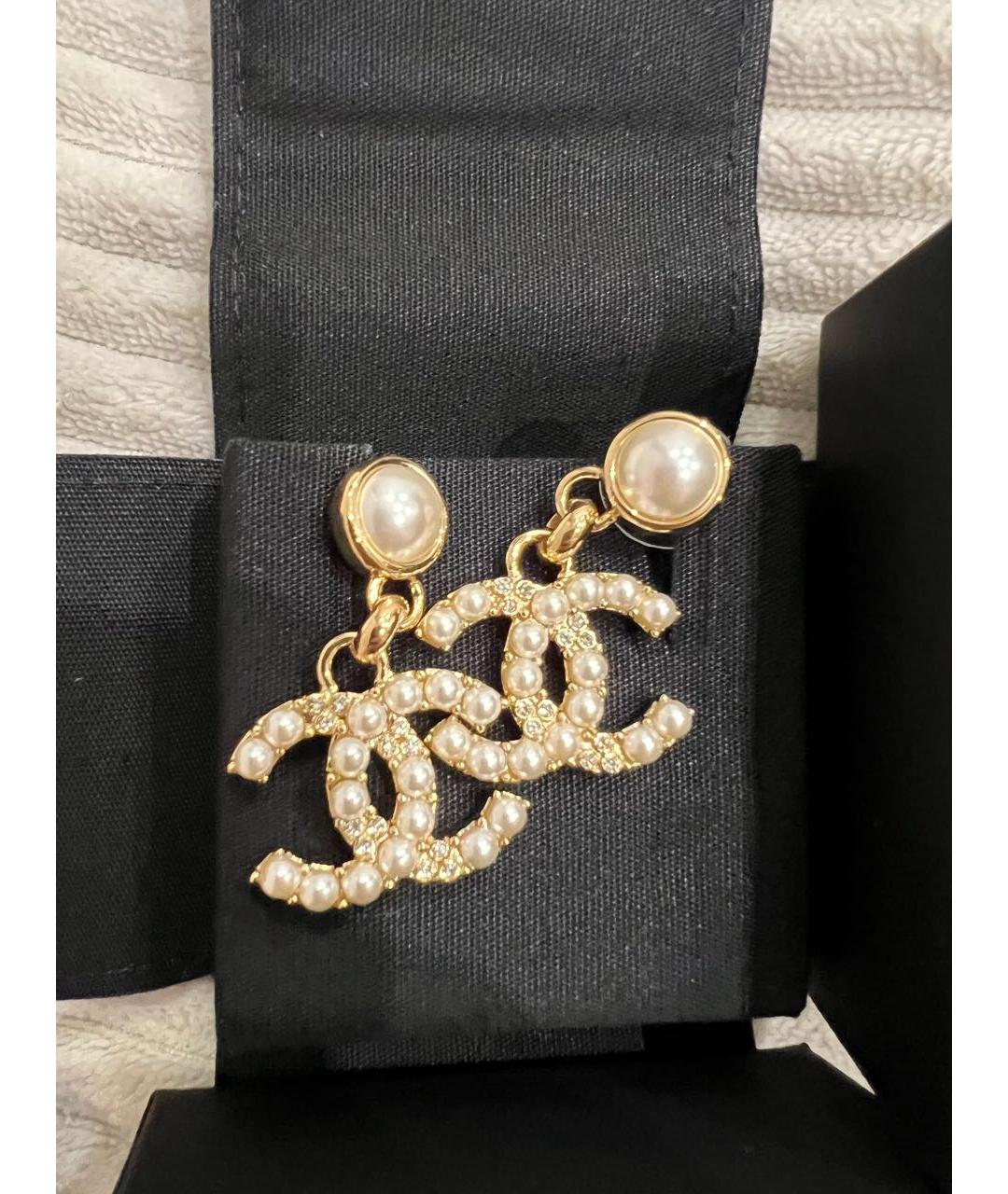 CHANEL Золотые жемчужные серьги, фото 3