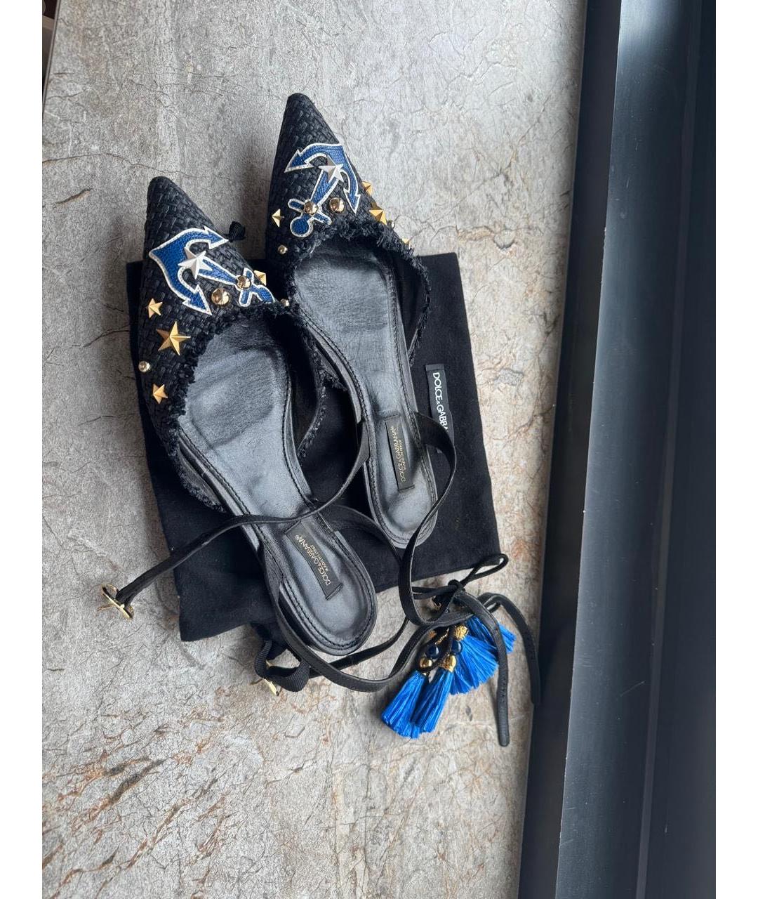 DOLCE&GABBANA Темно-синие текстильные балетки, фото 5