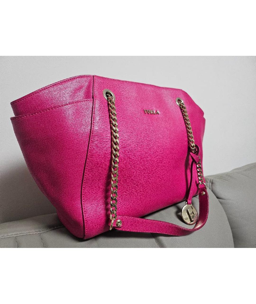 FURLA Фуксия кожаная сумка тоут, фото 3