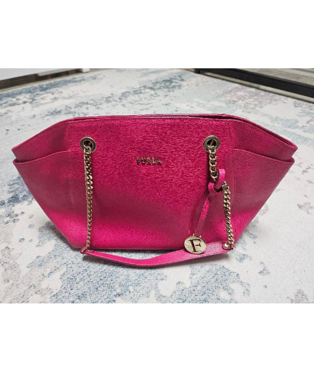 FURLA Фуксия кожаная сумка тоут, фото 7