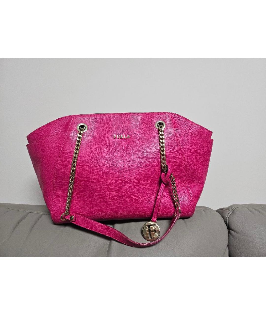 FURLA Фуксия кожаная сумка тоут, фото 2