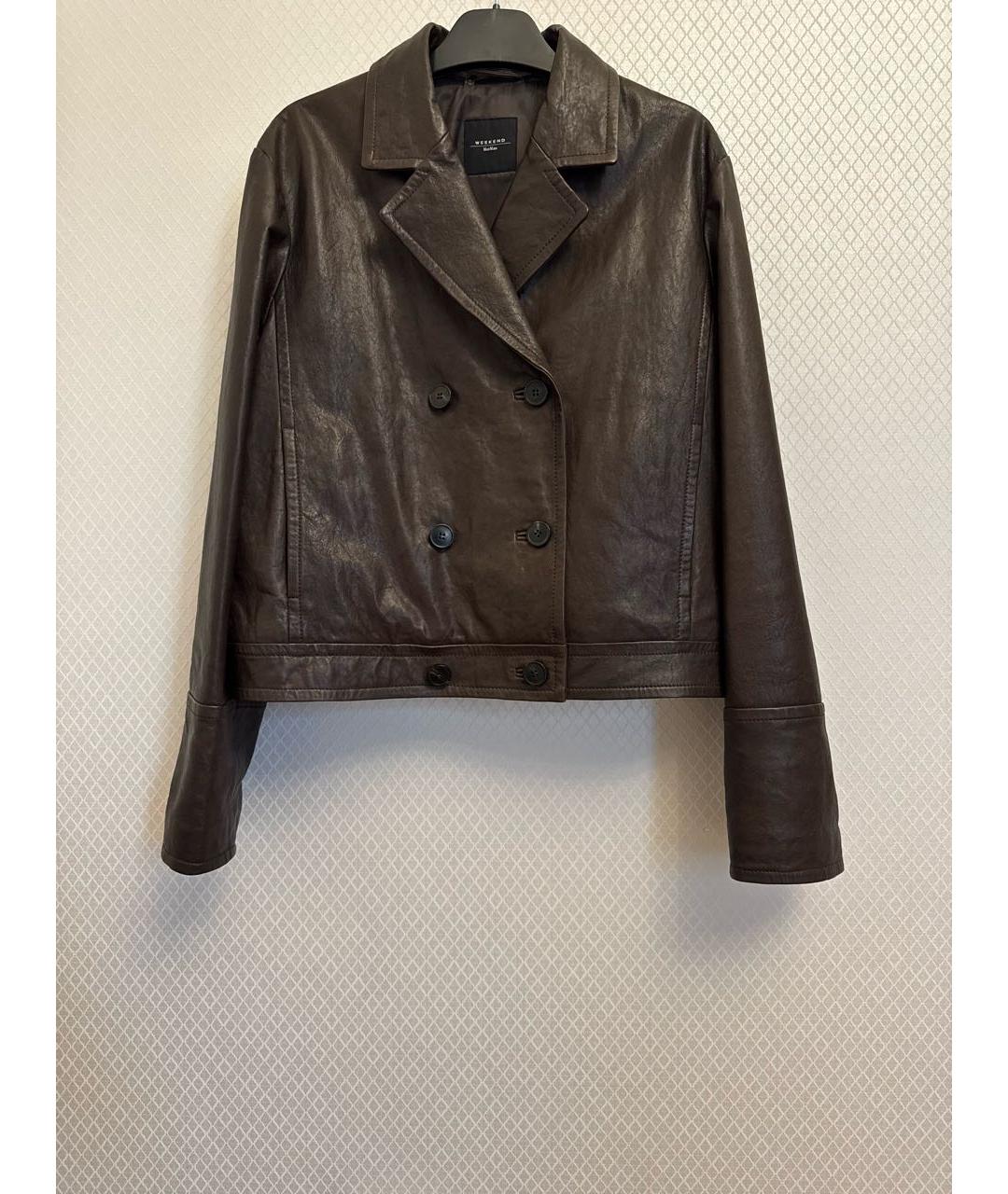 WEEKEND MAX MARA Коричневая кожаная куртка, фото 3