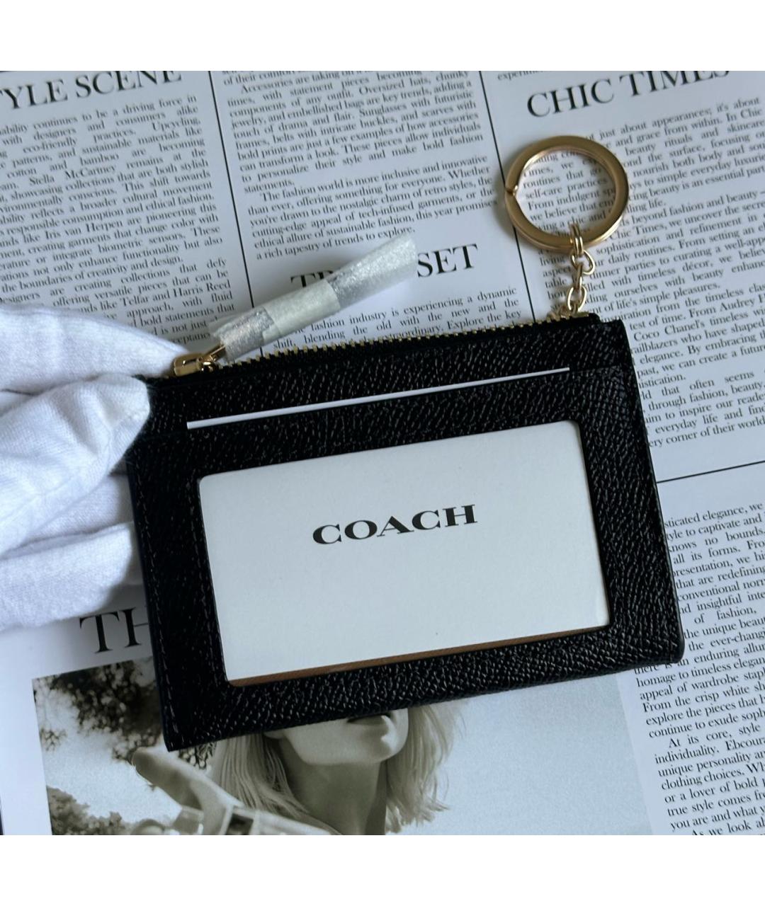 COACH Черный кожаный кардхолдер, фото 3