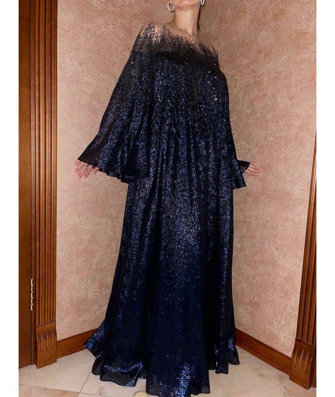 OSCAR DE LA RENTA Темно-синее шелковое вечернее платье, фото 8