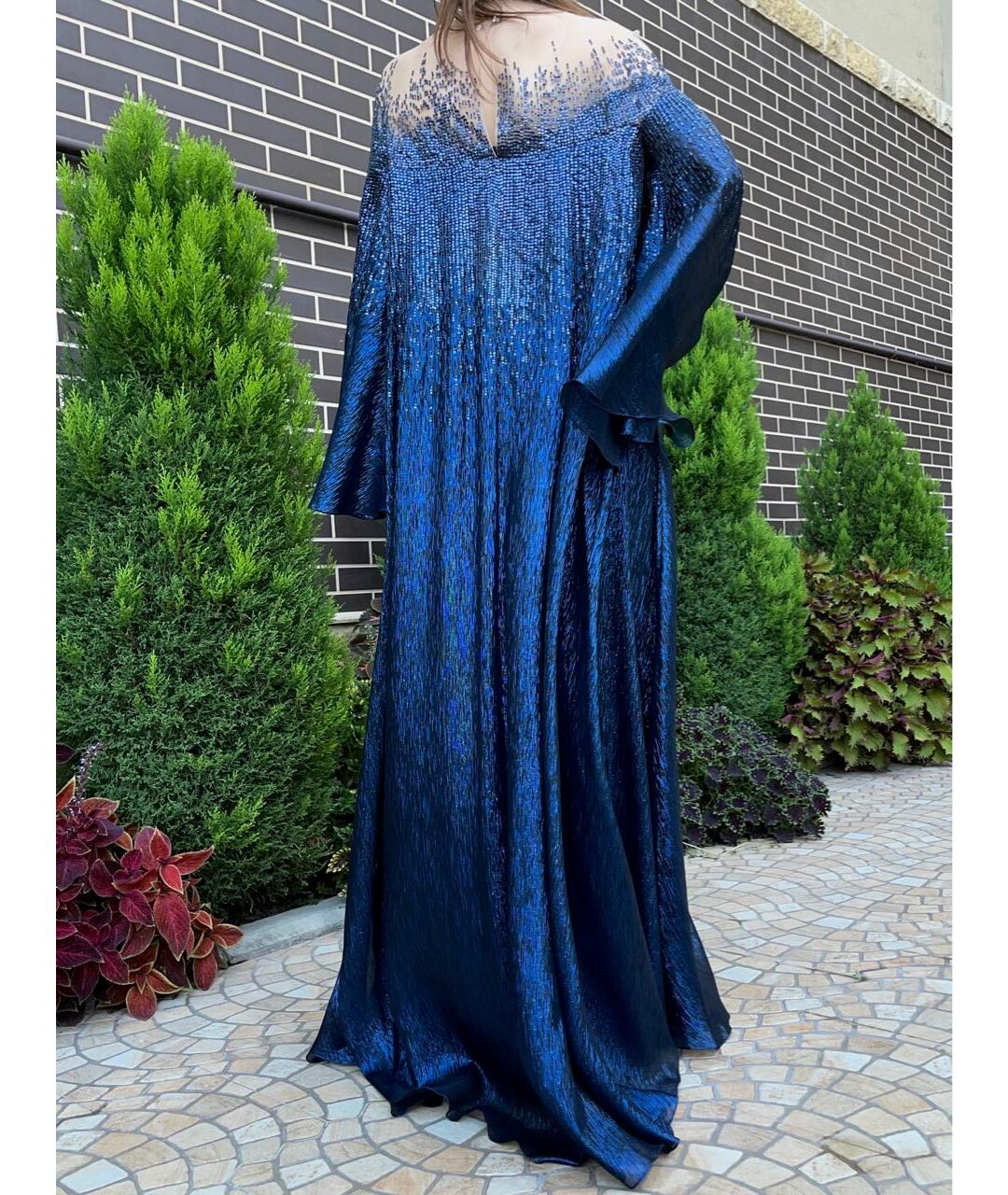 OSCAR DE LA RENTA Темно-синее шелковое вечернее платье, фото 4