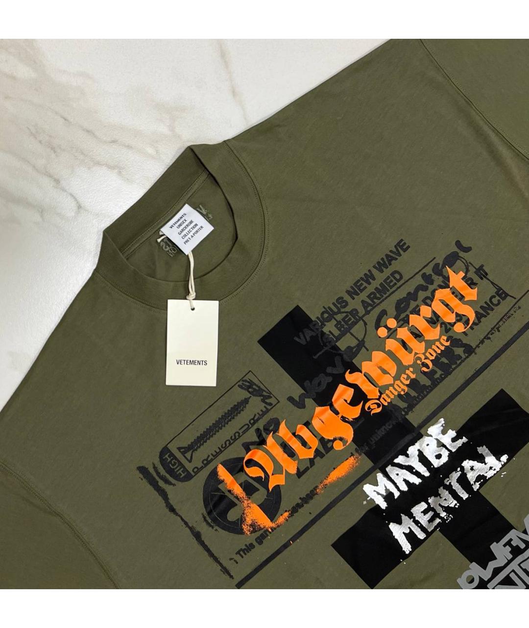 VETEMENTS Зеленая футболка, фото 2