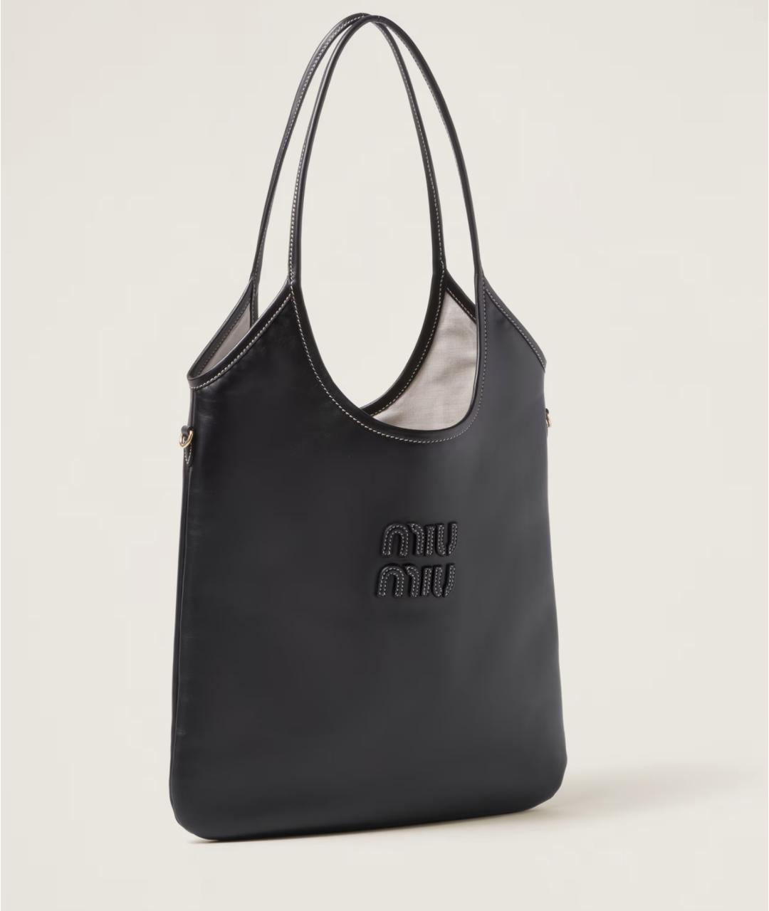 MIU MIU Черная кожаная сумка тоут, фото 3