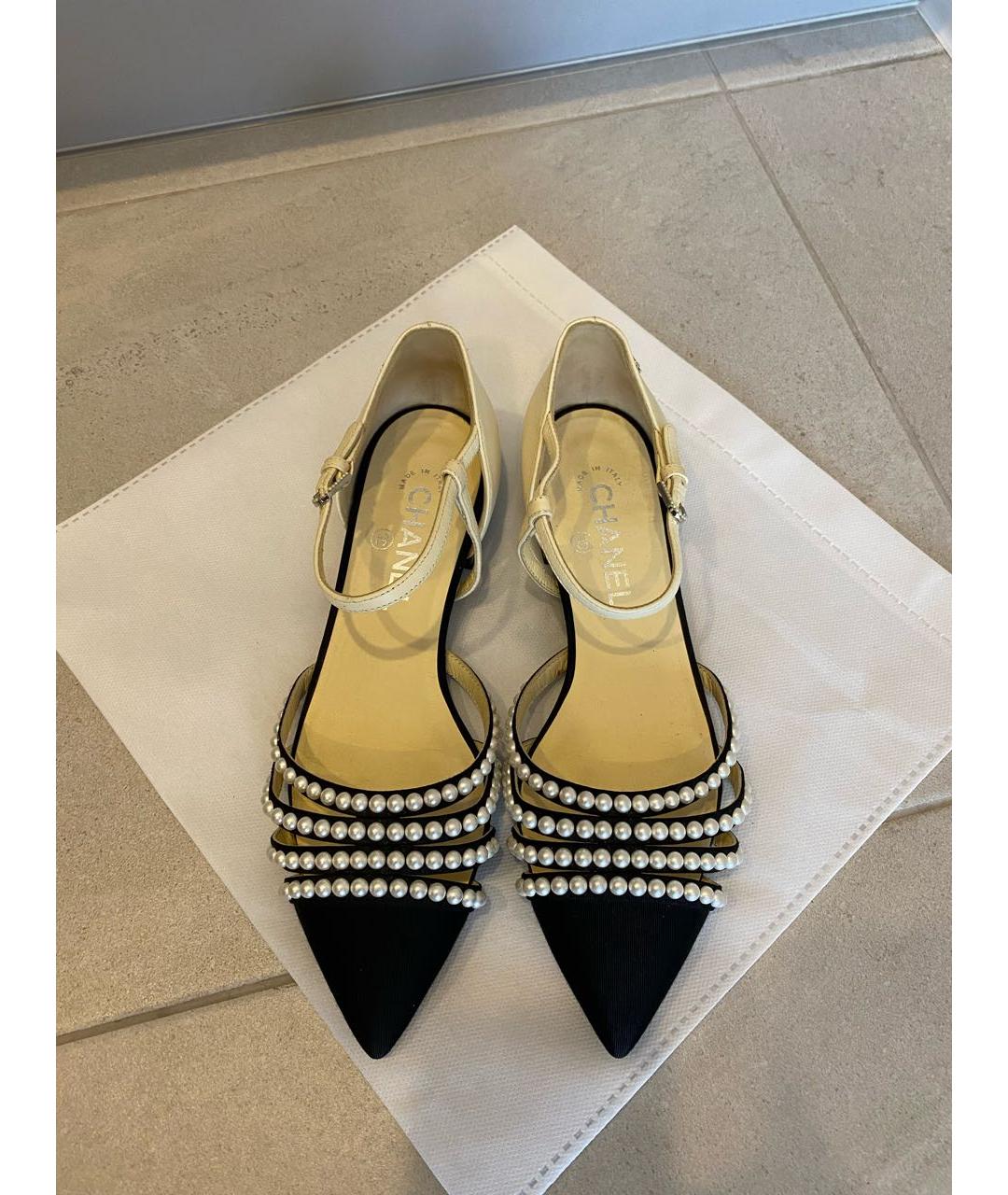 CHANEL Черные текстильные туфли, фото 3