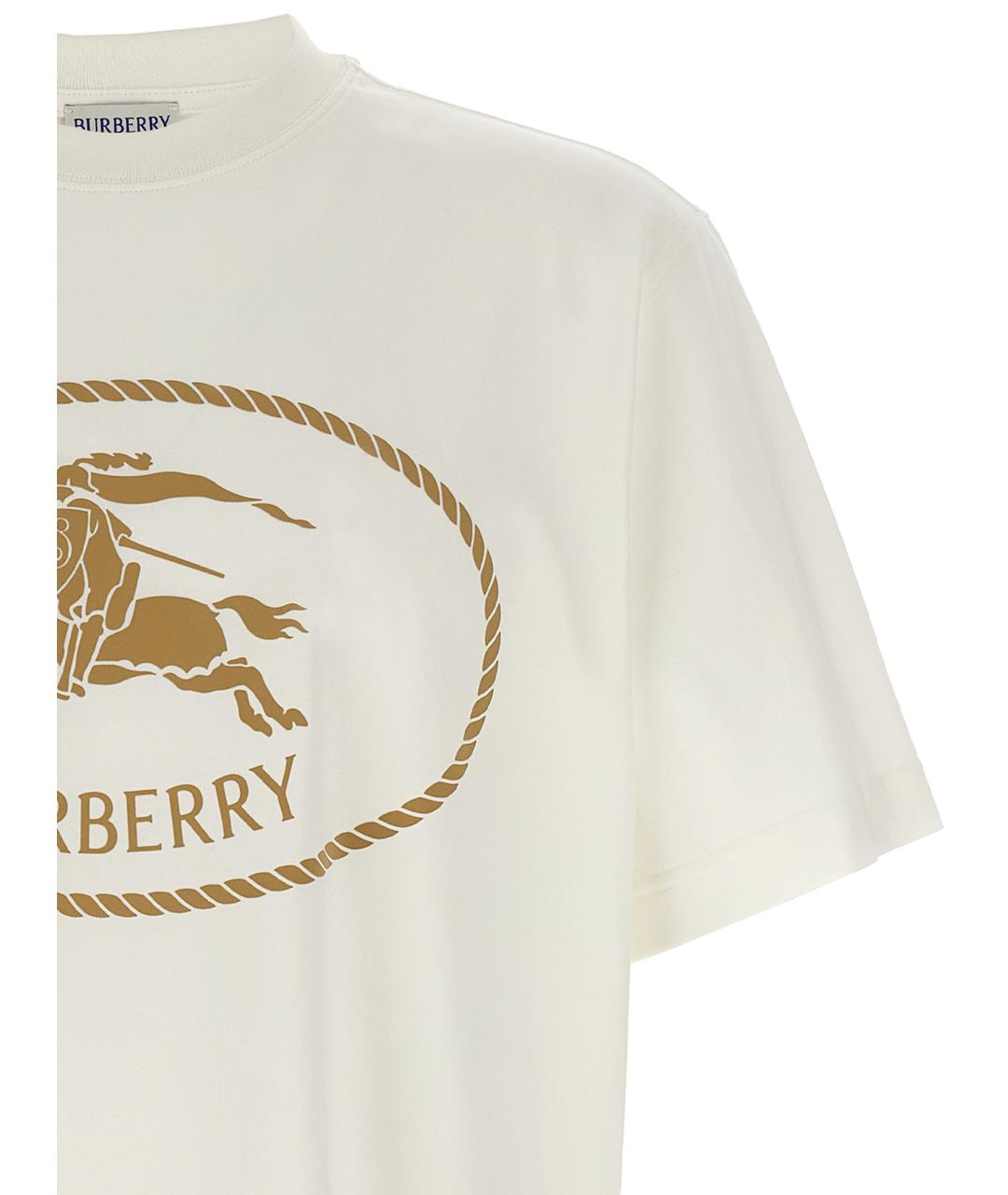 BURBERRY Белая хлопковая футболка, фото 3