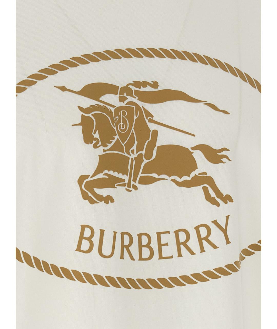 BURBERRY Белая хлопковая футболка, фото 4