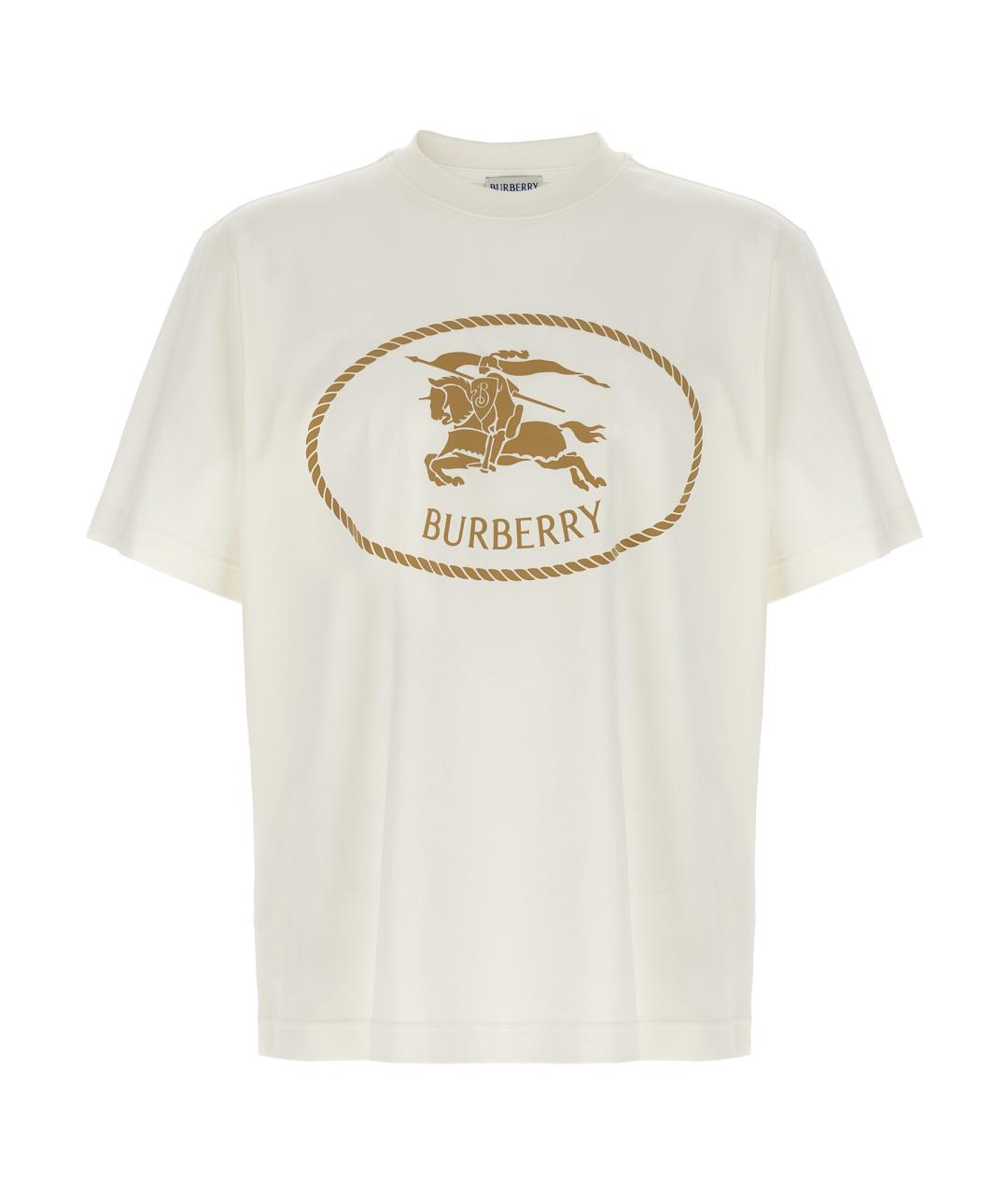 BURBERRY Белая хлопковая футболка, фото 1