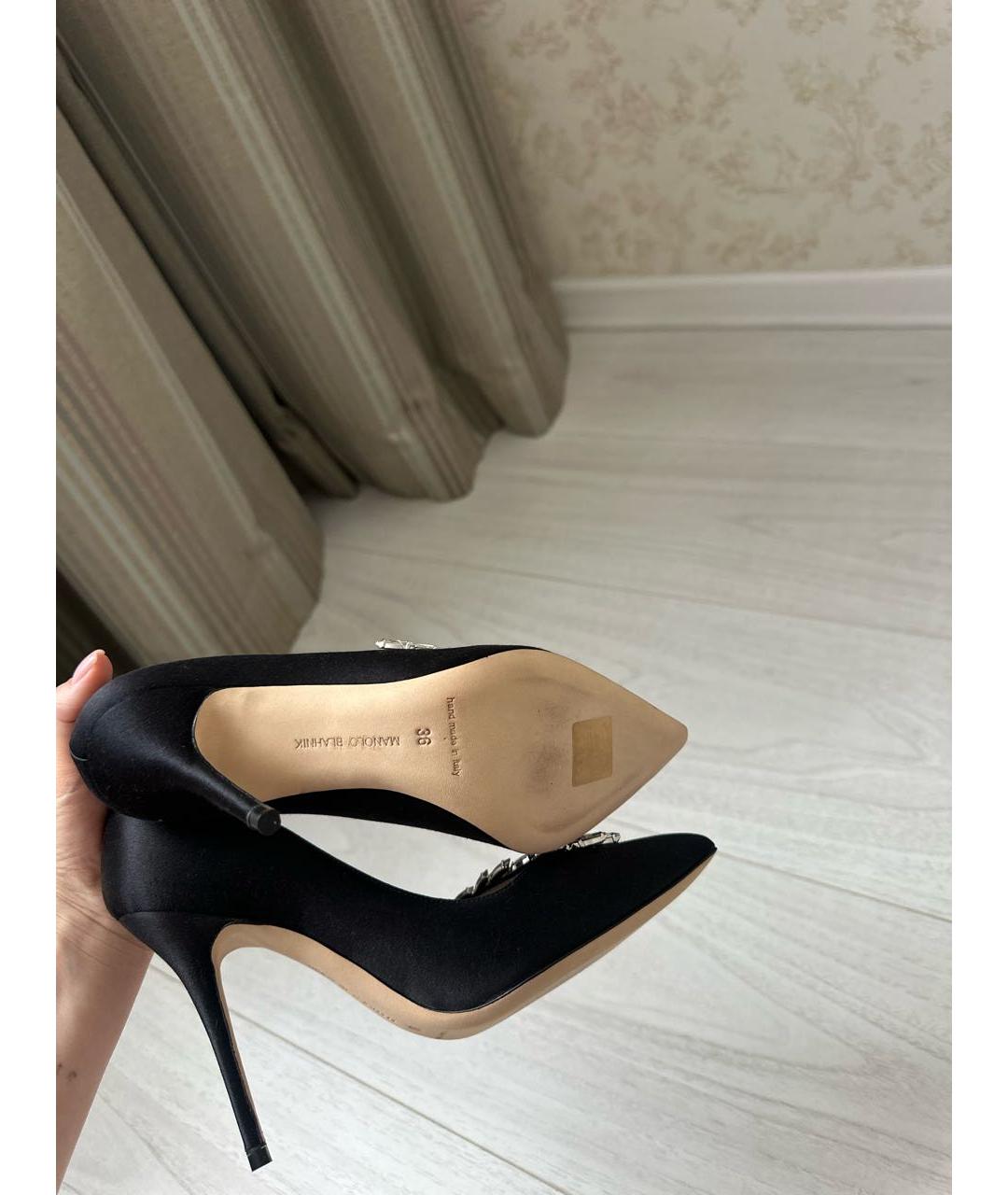MANOLO BLAHNIK Черные текстильные туфли, фото 5