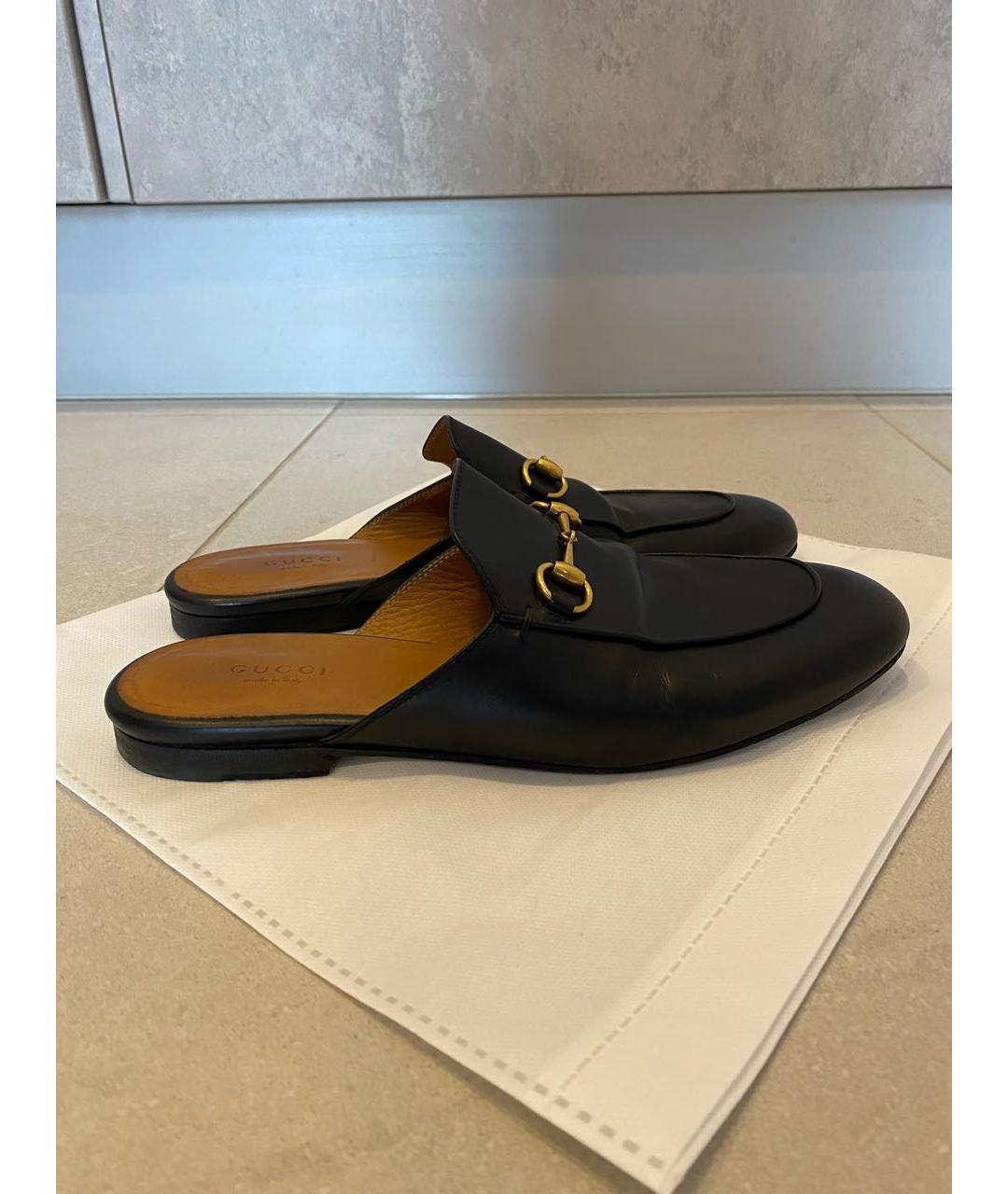 GUCCI Черные кожаные мюли, фото 7