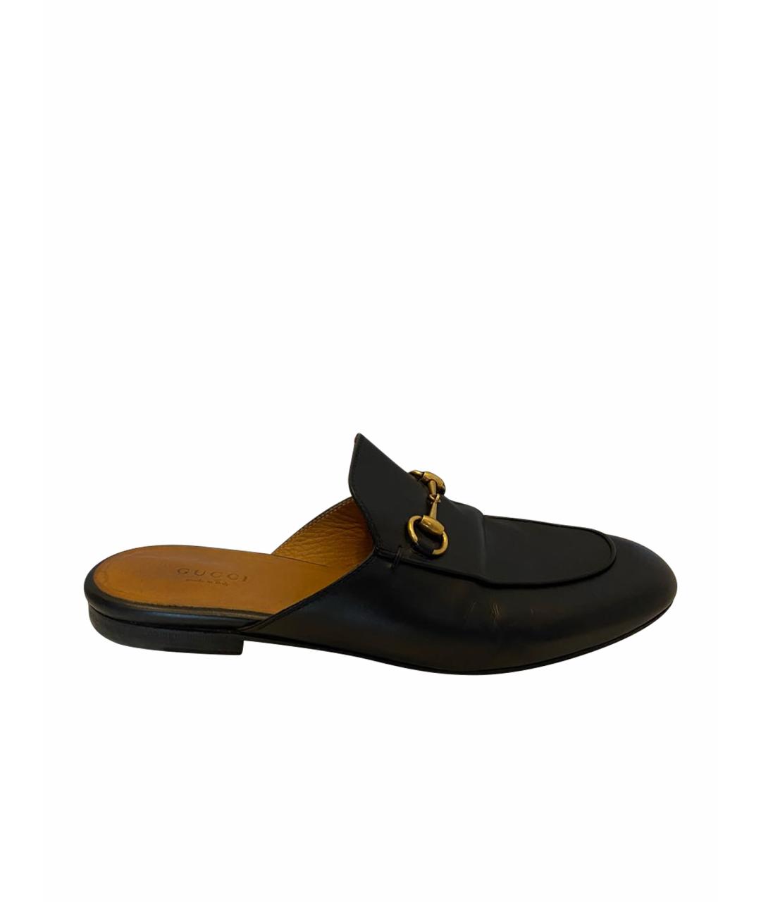 GUCCI Черные кожаные мюли, фото 1