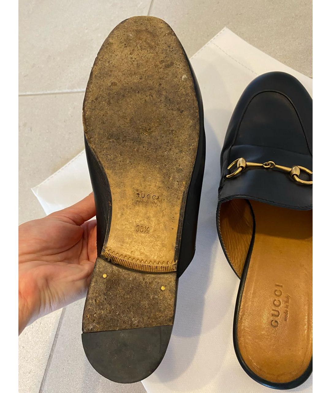 GUCCI Черные кожаные мюли, фото 6