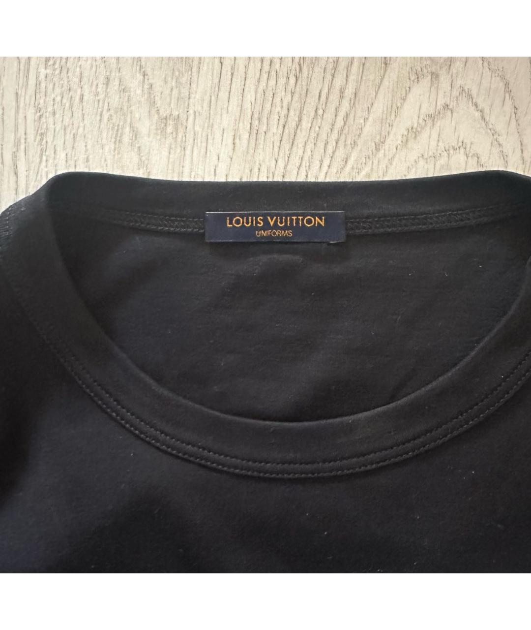 LOUIS VUITTON Черная хлопковая футболка, фото 3