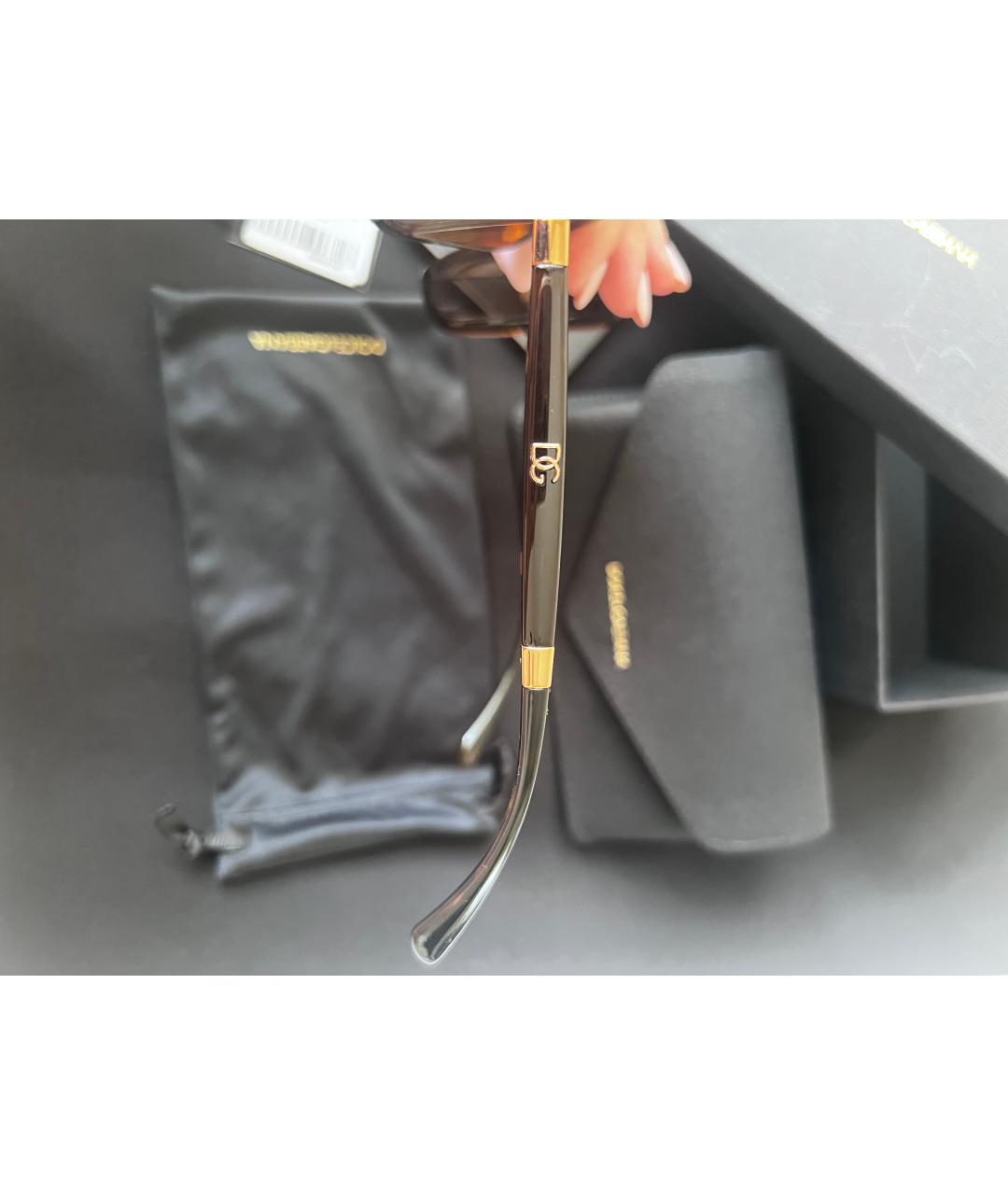 DOLCE&GABBANA Коричневые пластиковые солнцезащитные очки, фото 3