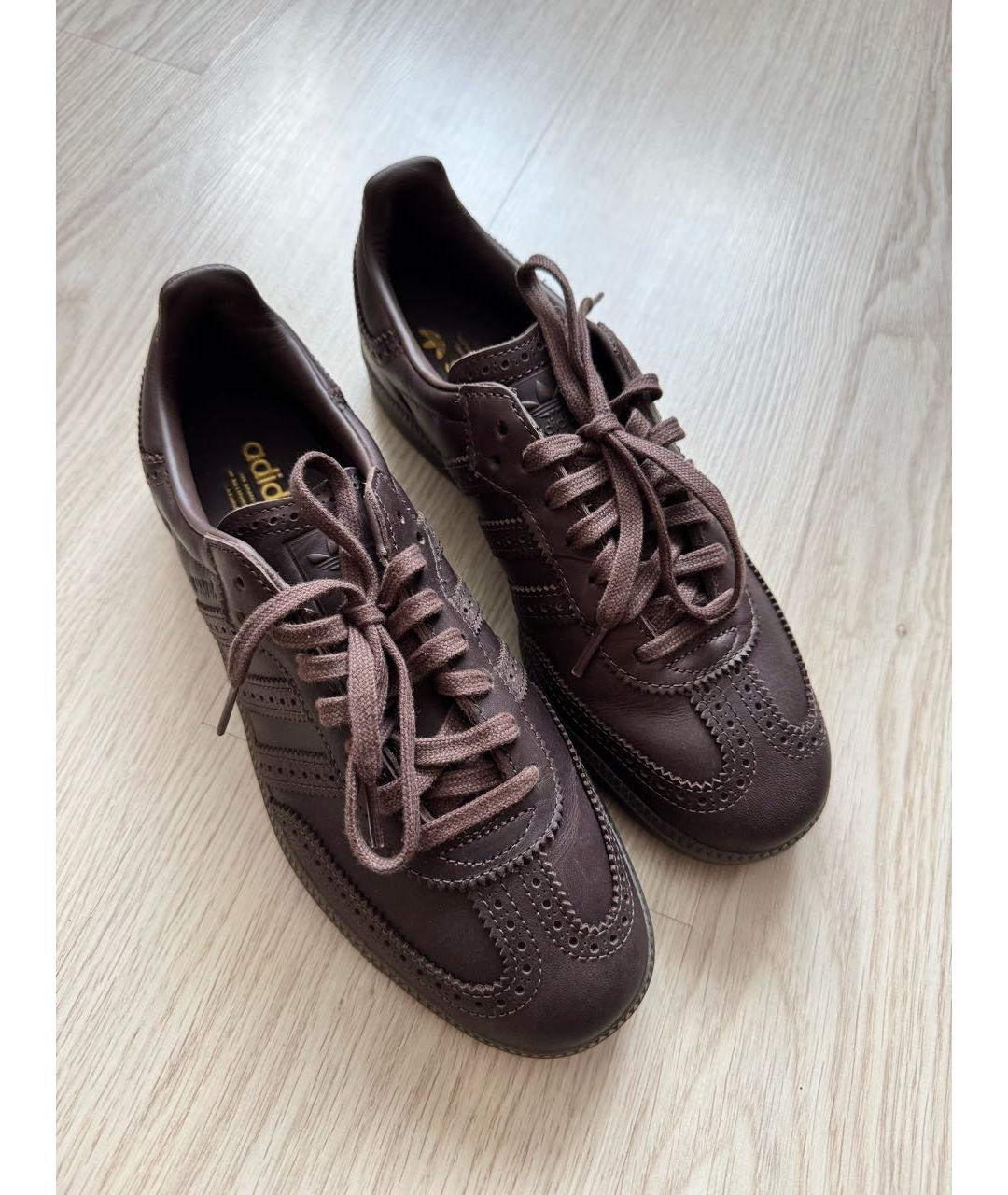 ADIDAS Коричневые кожаные низкие кроссовки / кеды, фото 3