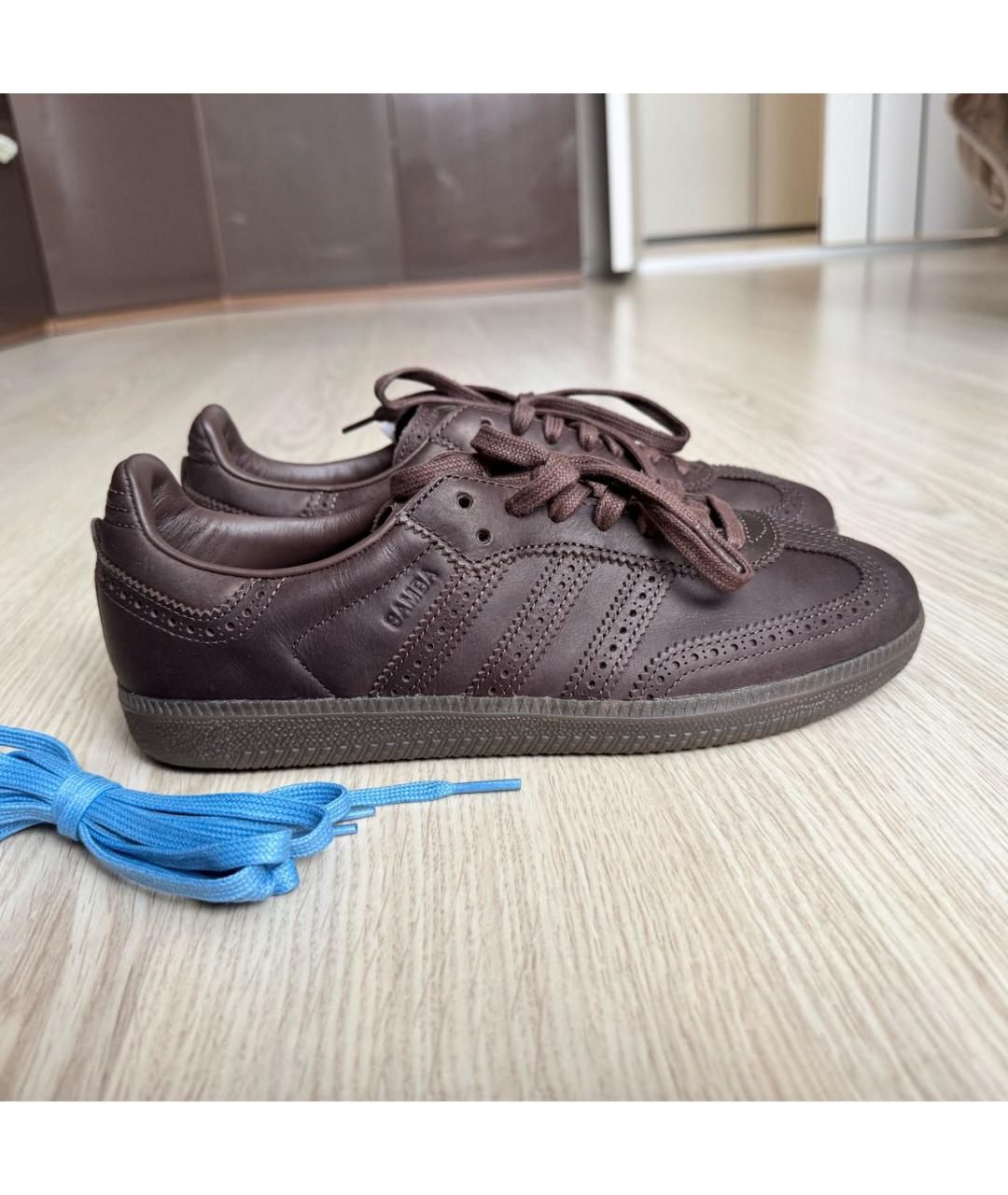 ADIDAS Коричневые кожаные низкие кроссовки / кеды, фото 9