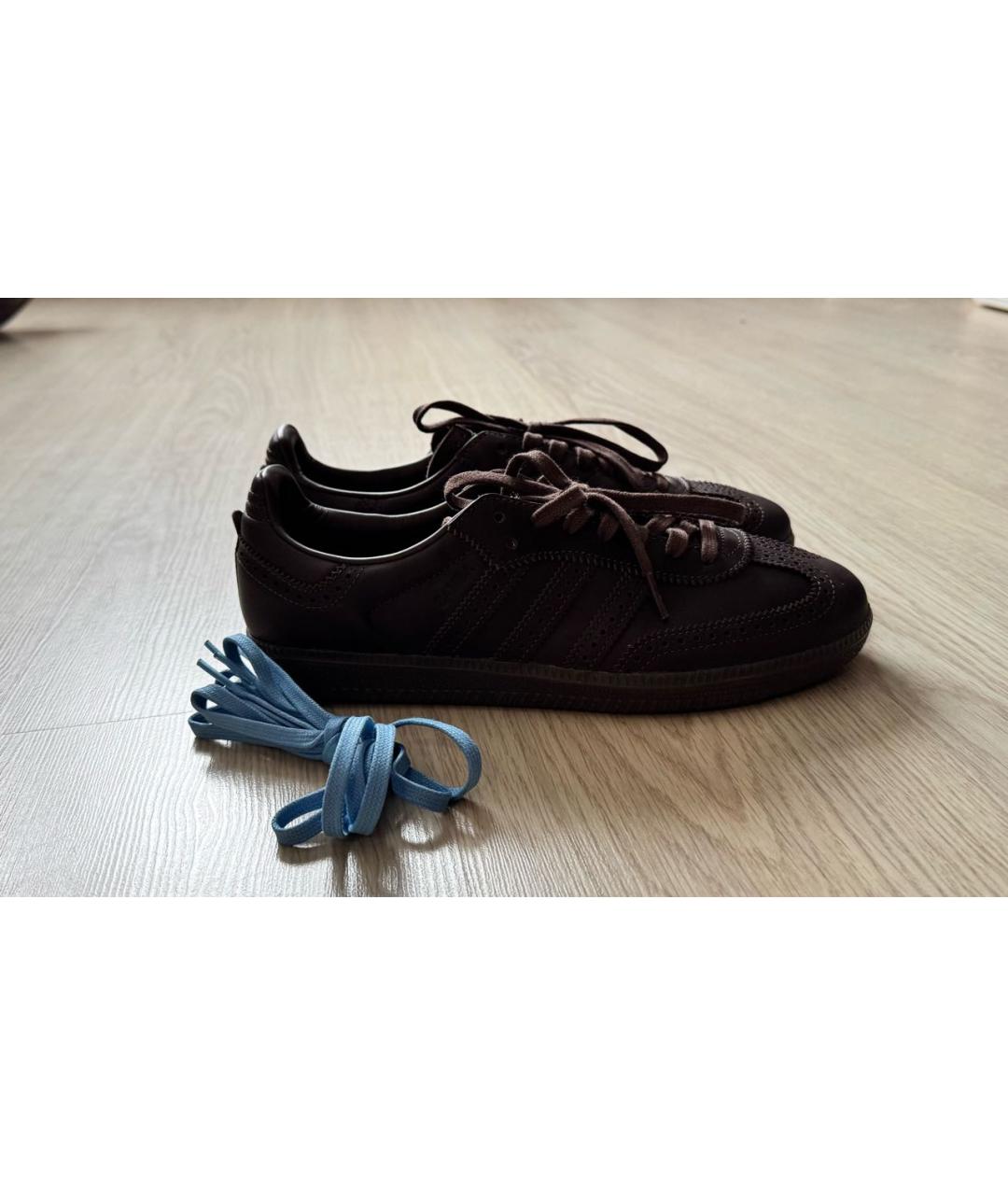 ADIDAS Коричневые кожаные низкие кроссовки / кеды, фото 2