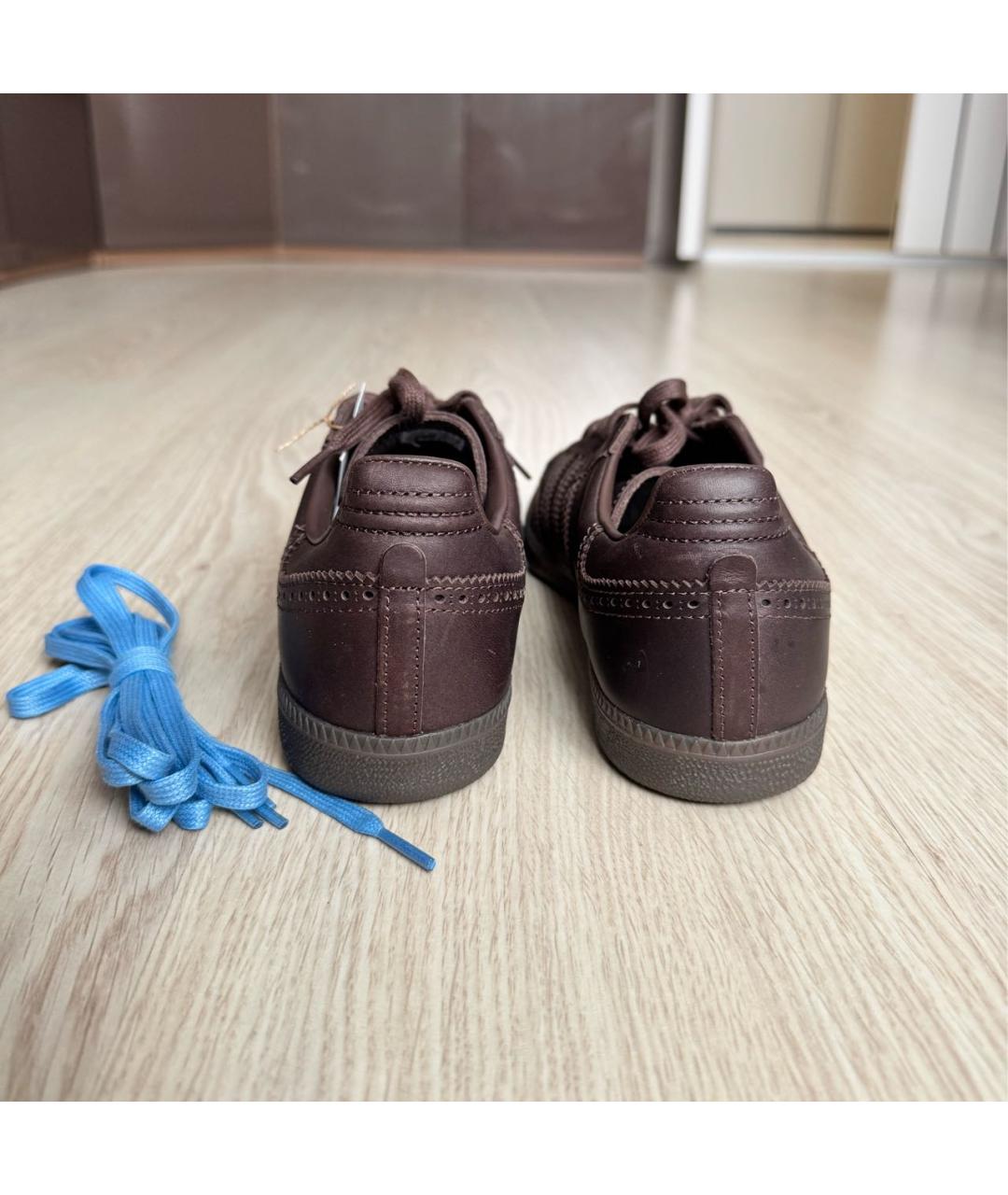 ADIDAS Коричневые кожаные низкие кроссовки / кеды, фото 5