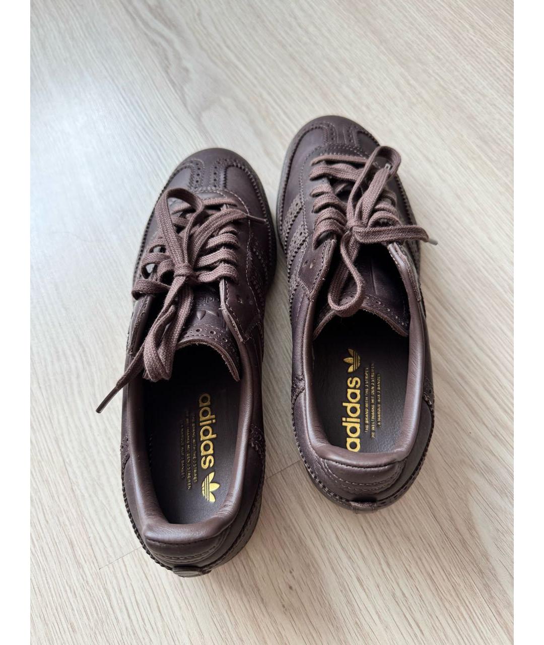 ADIDAS Коричневые кожаные низкие кроссовки / кеды, фото 4