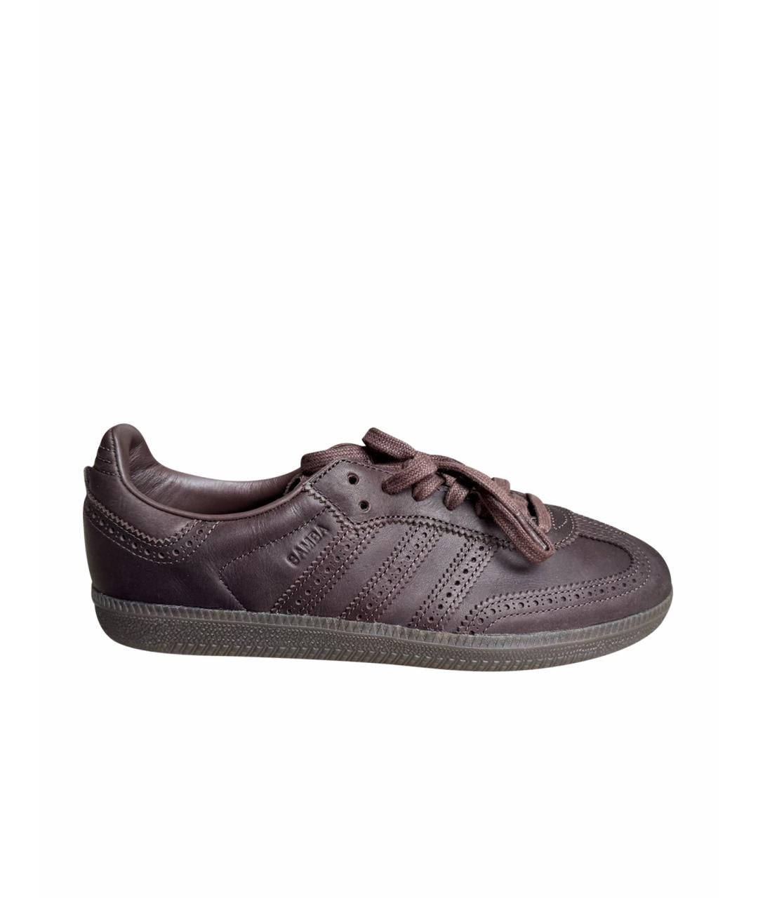 ADIDAS Коричневые кожаные низкие кроссовки / кеды, фото 1