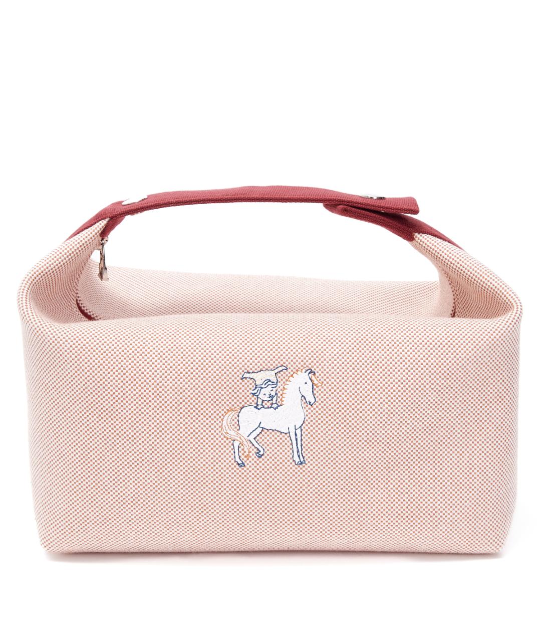 HERMES Бордовая хлопковая косметичка, фото 8