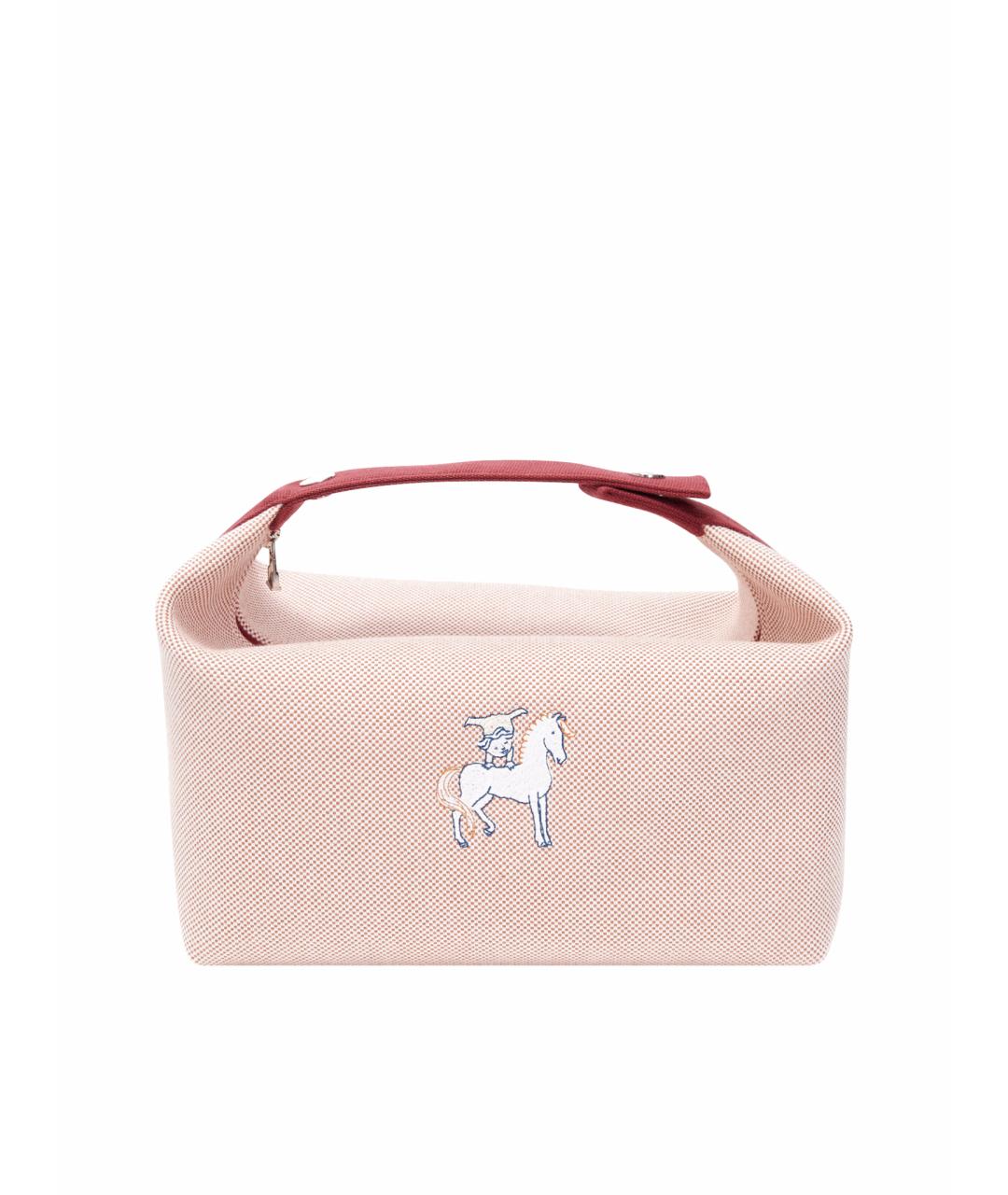 HERMES Бордовая хлопковая косметичка, фото 1