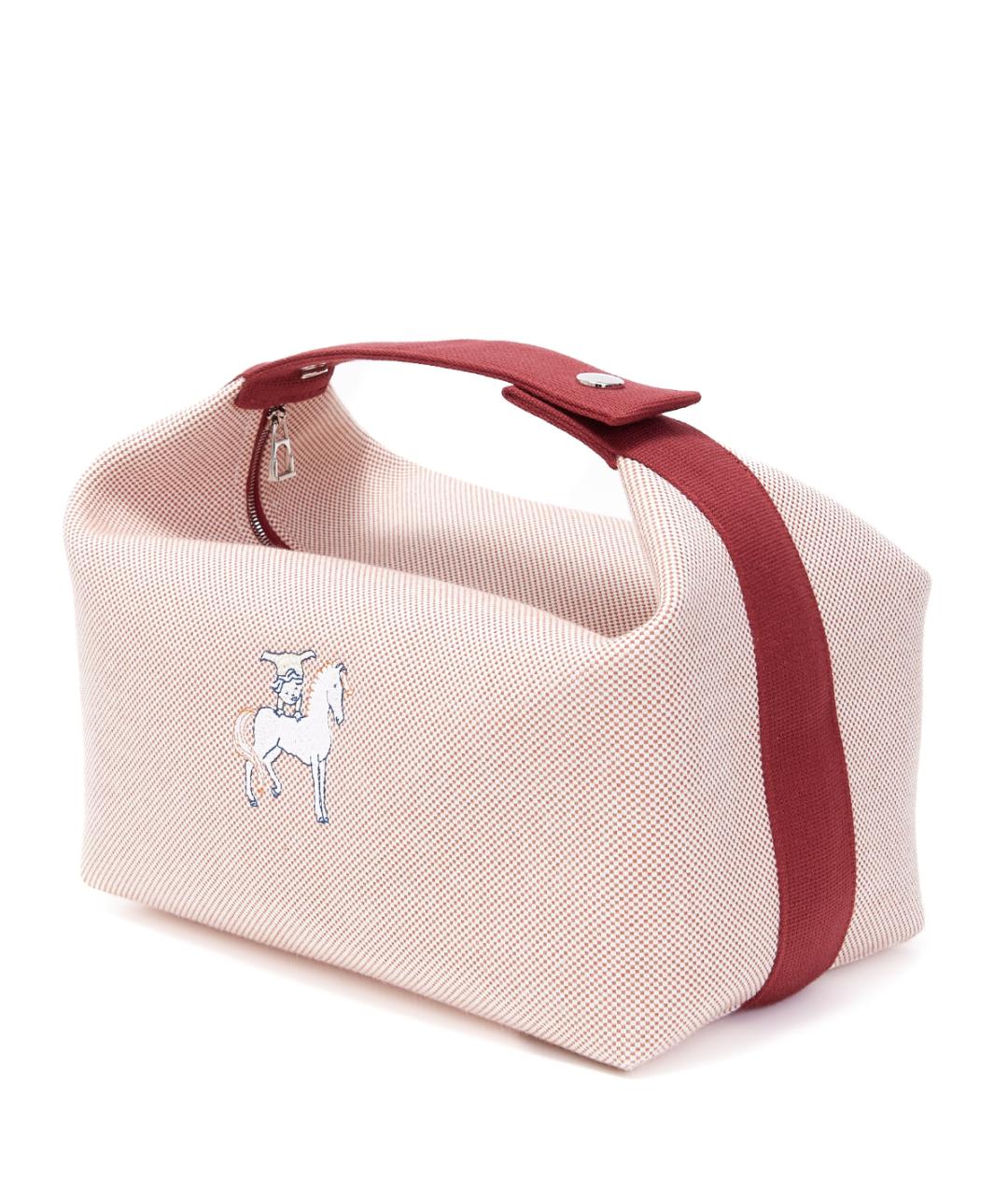 HERMES Бордовая хлопковая косметичка, фото 2