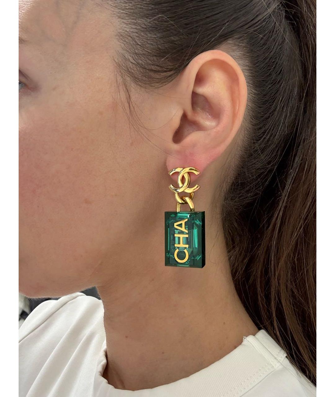 CHANEL Зеленые серьги, фото 4
