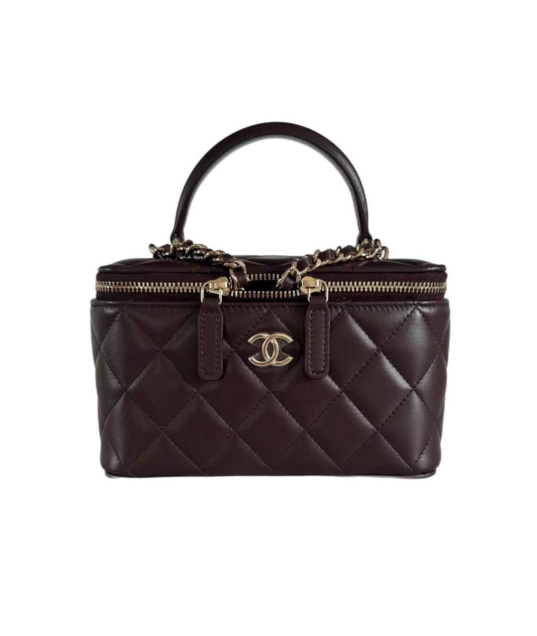 CHANEL Коричневая кожаная сумка с короткими ручками, фото 5
