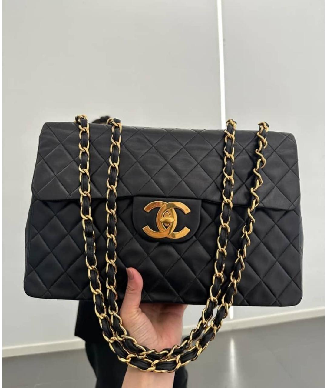 CHANEL Черная кожаная сумка с короткими ручками, фото 9